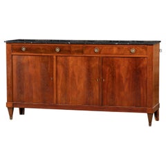 Credenza in legno stile impero francese del XX secolo con piano in marmo scuro