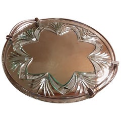 20th Century French Engraved Glass Tray, 1950s