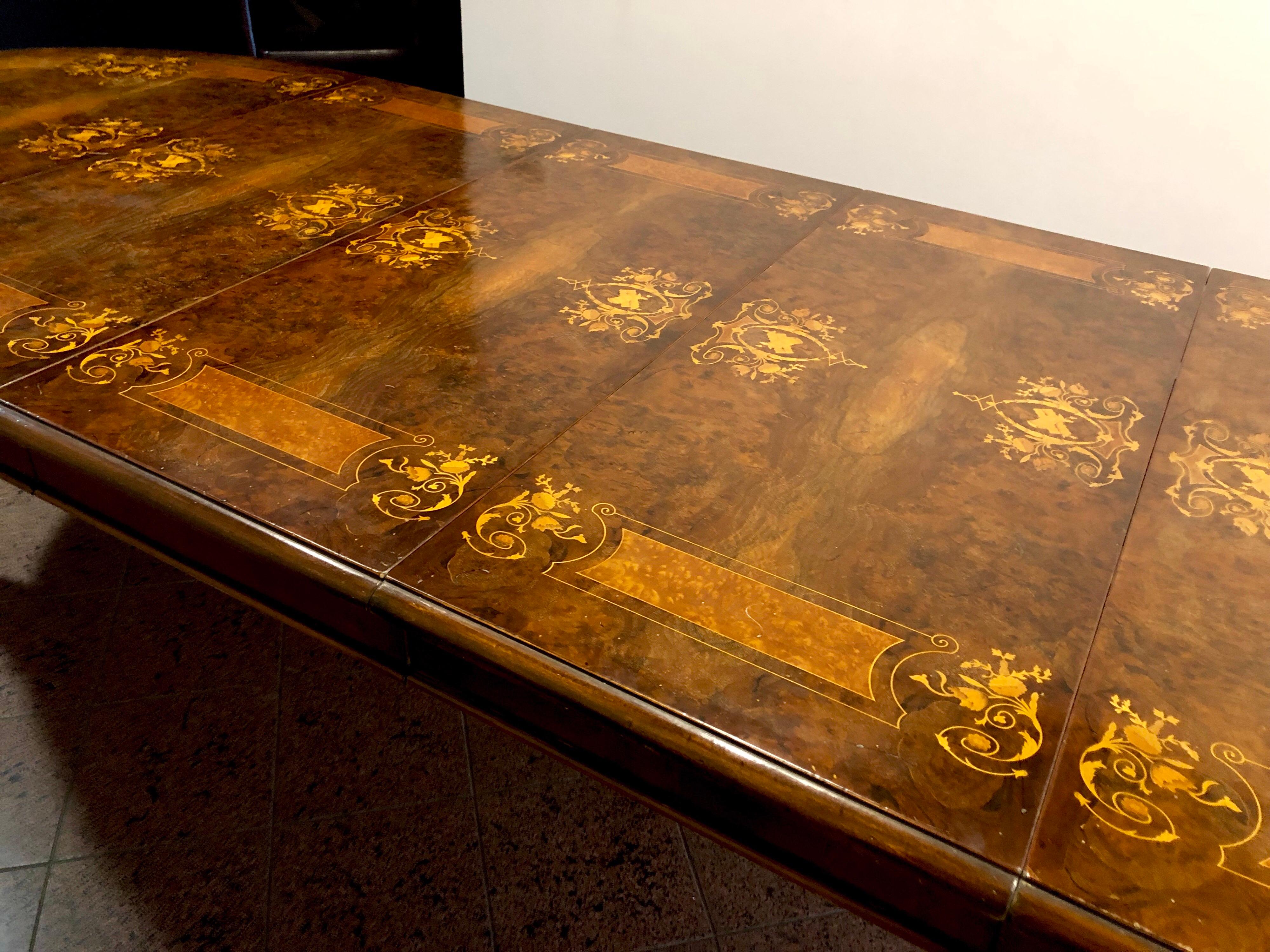 Victorian SALE 20th Century French Extending Large Marquetry Dining Table