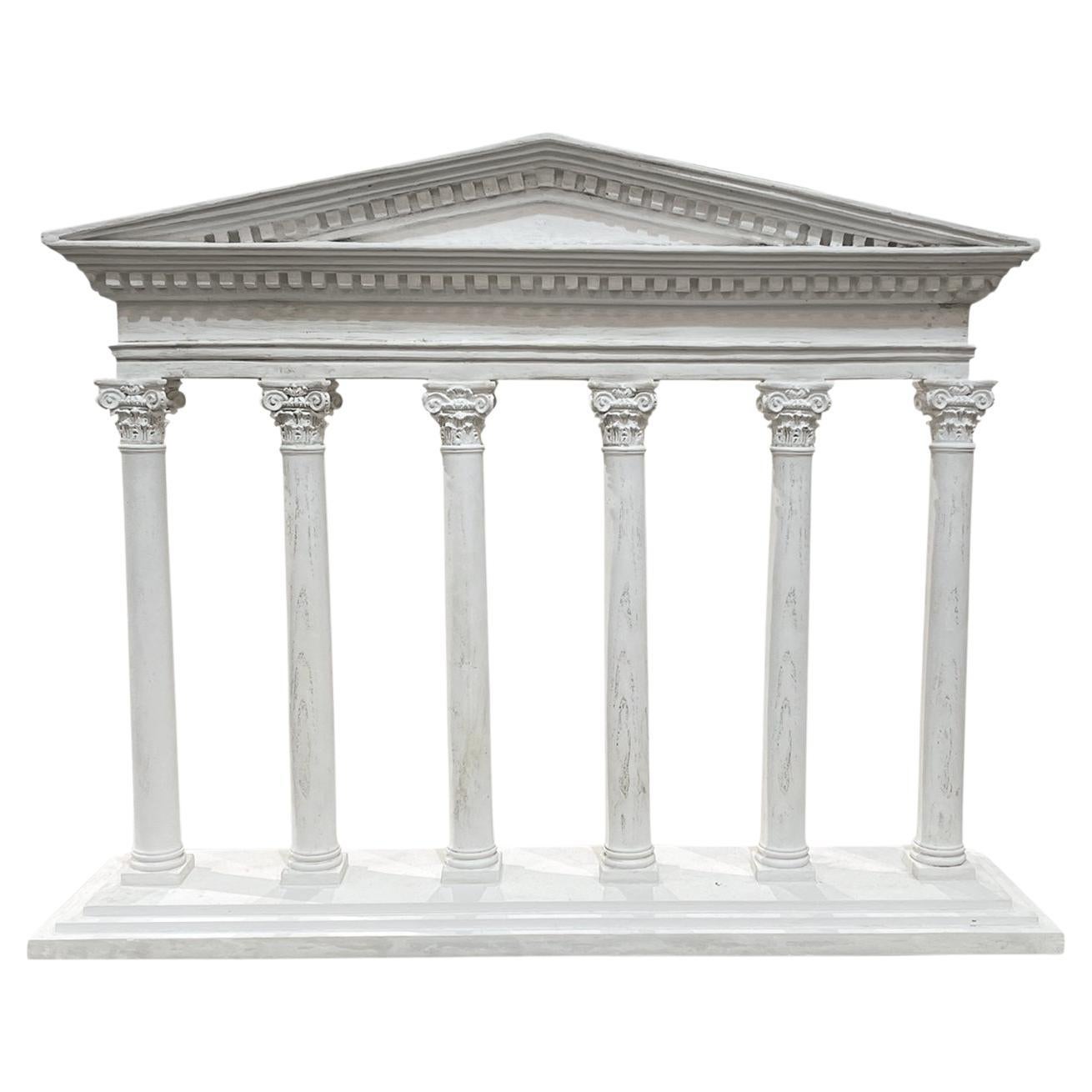 20th Century French Façade of a Roman Temple in Plaster - Vintage Décor For Sale