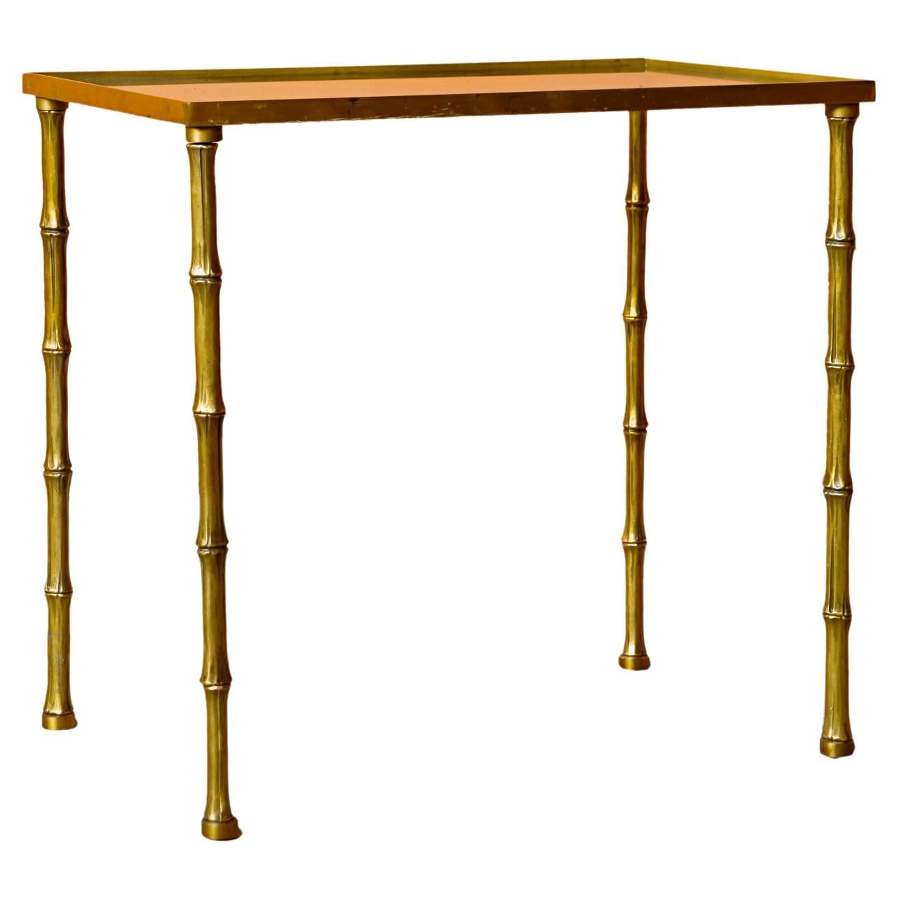 20th Century French Faux Bamboo Bronze Side Table by Maison Bagues