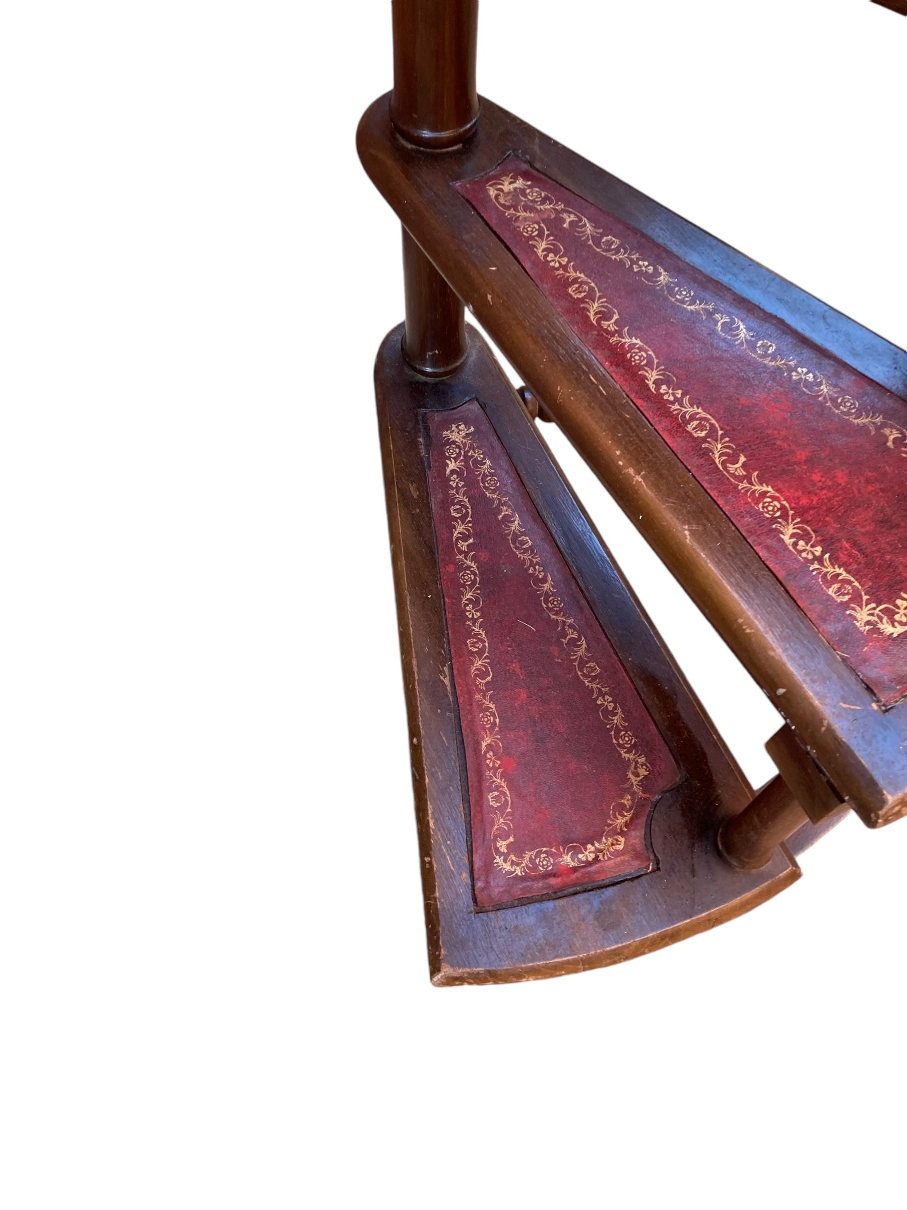 20th Century French faux bamboo wood and leather library steps 2