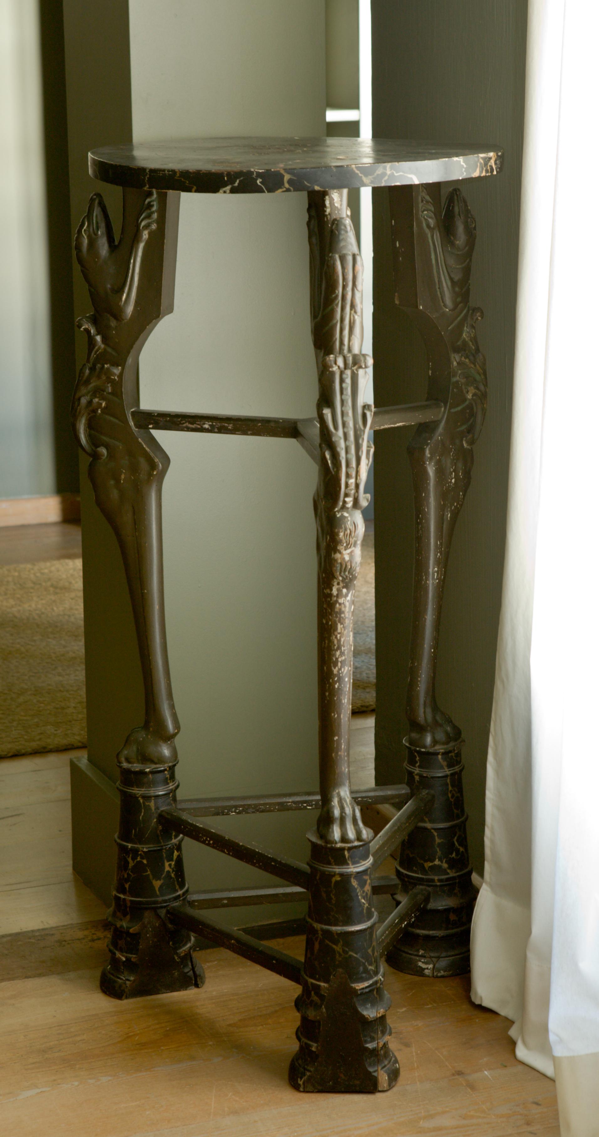 Painted 20th Century French Faux Bronze and Marble Guéridon For Sale