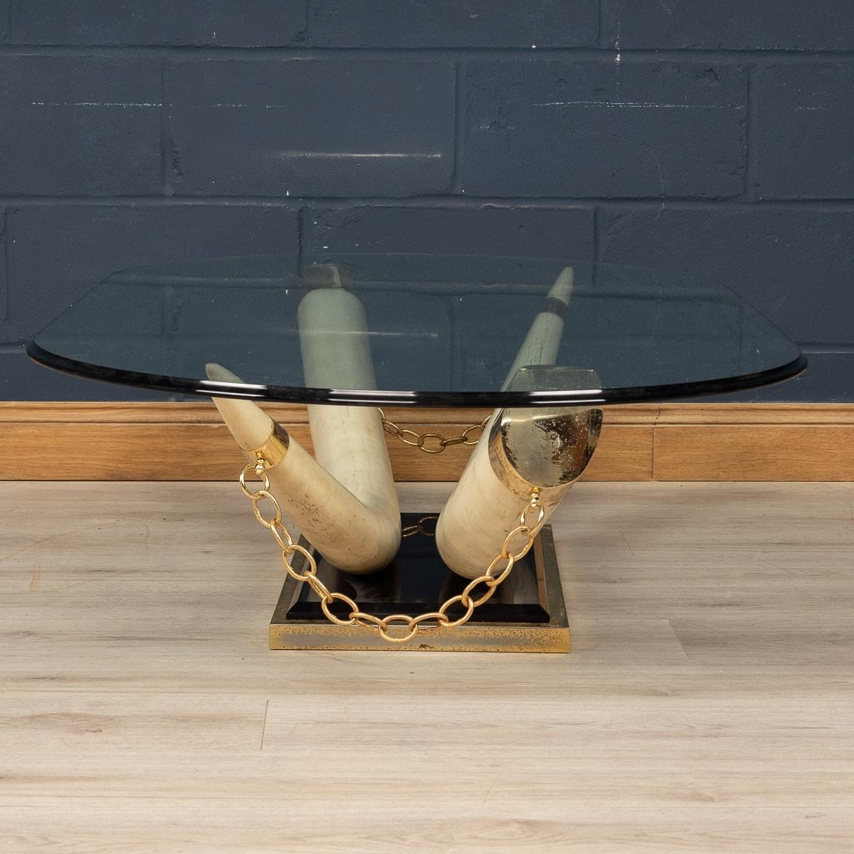 Glass 20th Century French Faux Tusk Coffee Table, c.1970 For Sale