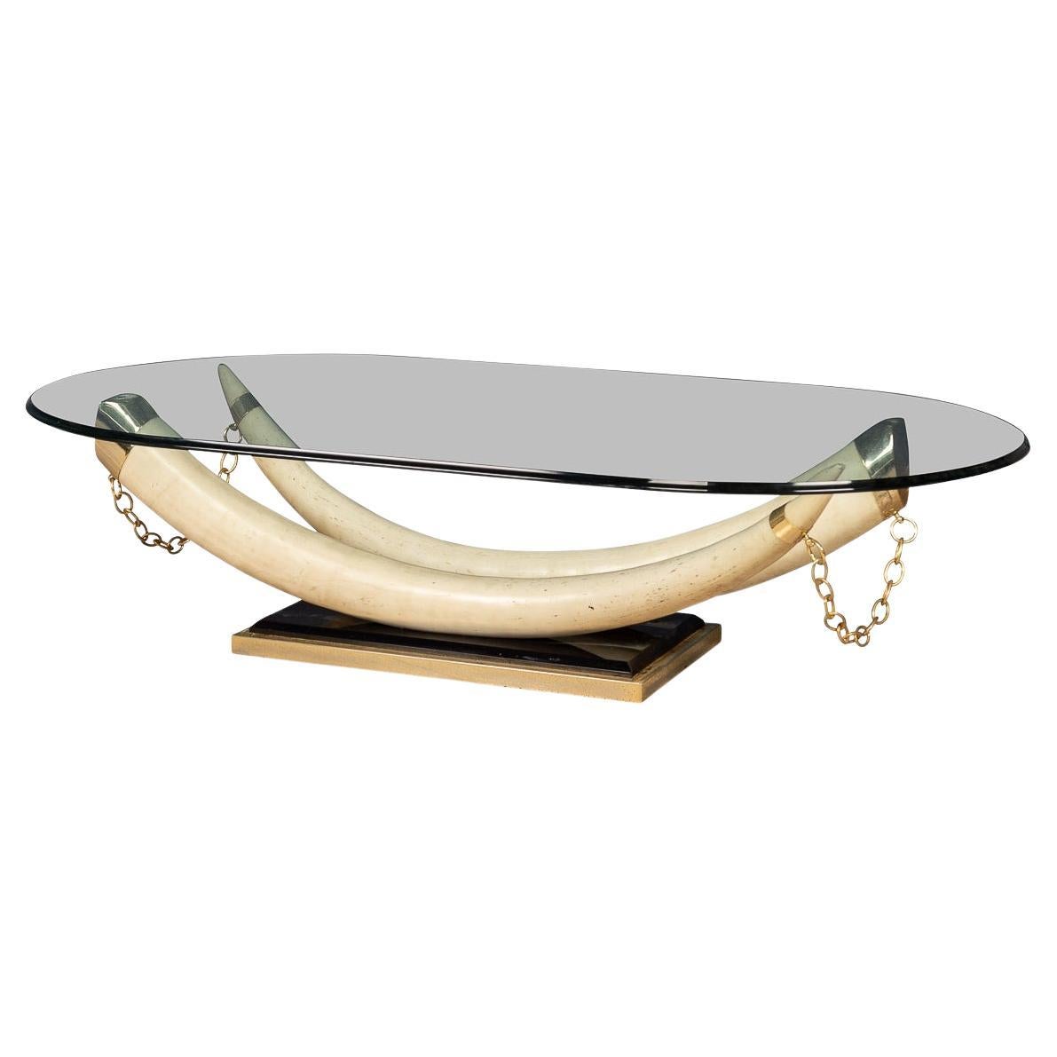 20th Century French Faux Tusk Coffee Table, c.1970 For Sale