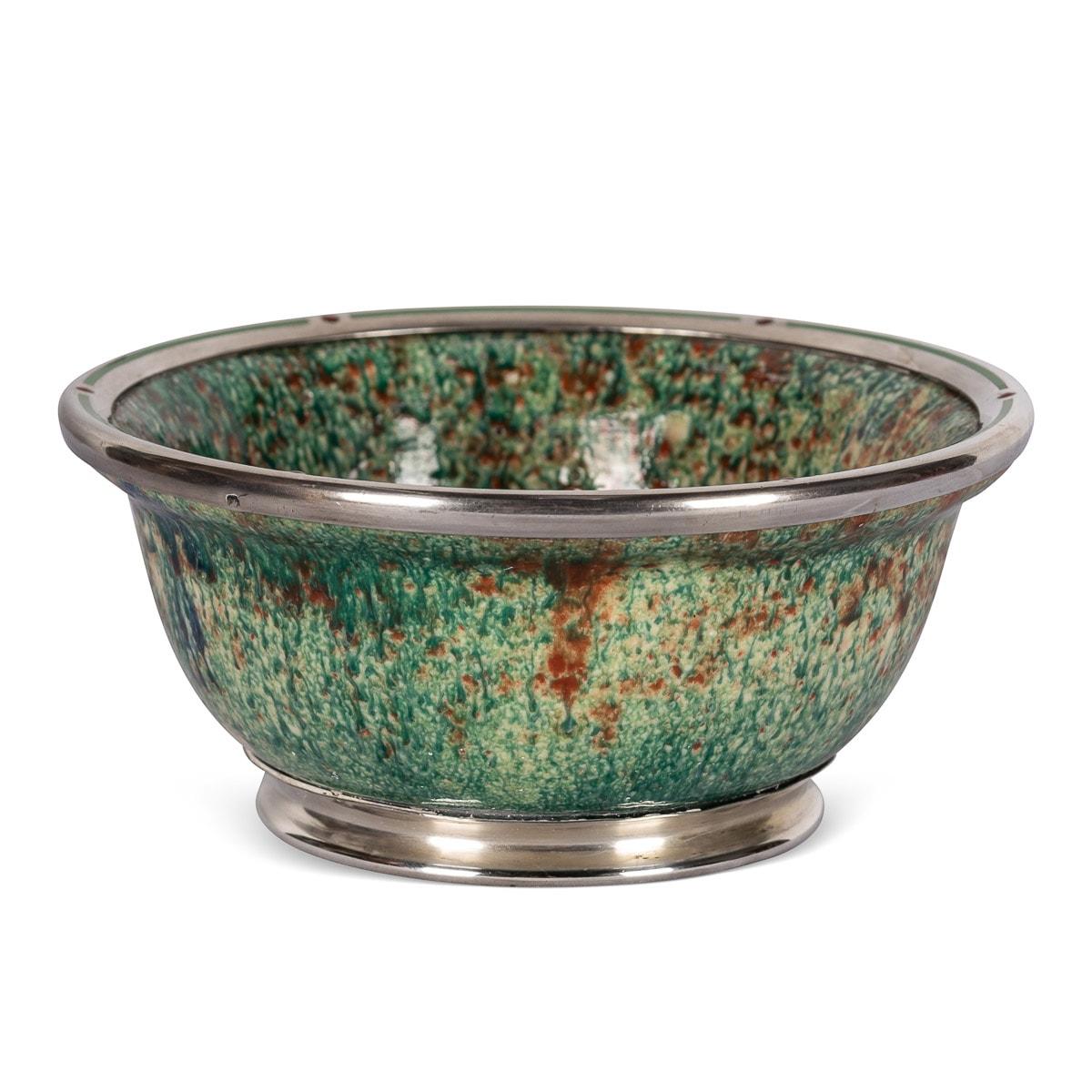20th Century French Flambé Glaze Pottery & Silver Mounted Bowl, c.1900 In Good Condition For Sale In Royal Tunbridge Wells, Kent