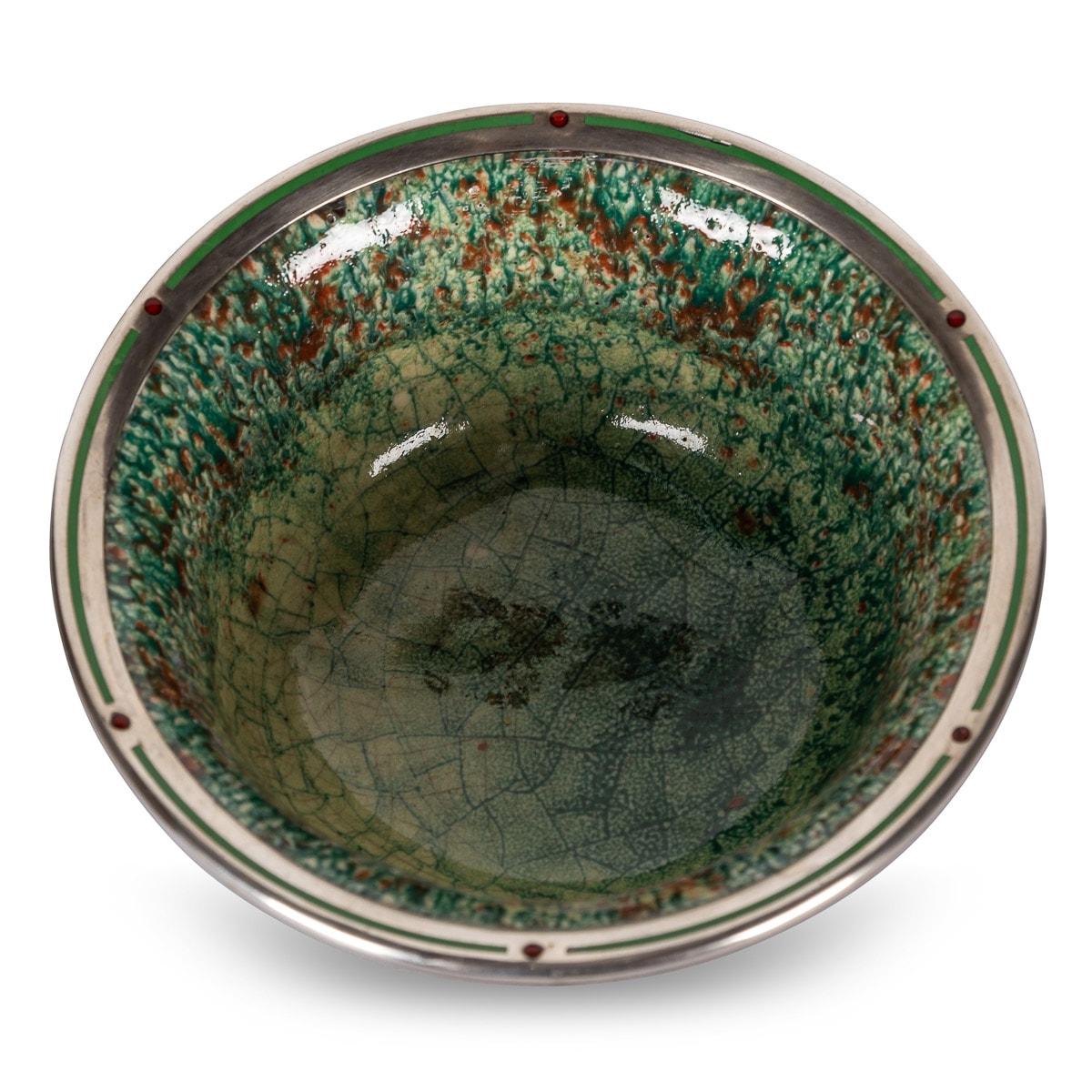 20th Century French Flambé Glaze Pottery & Silver Mounted Bowl, c.1900 For Sale 5