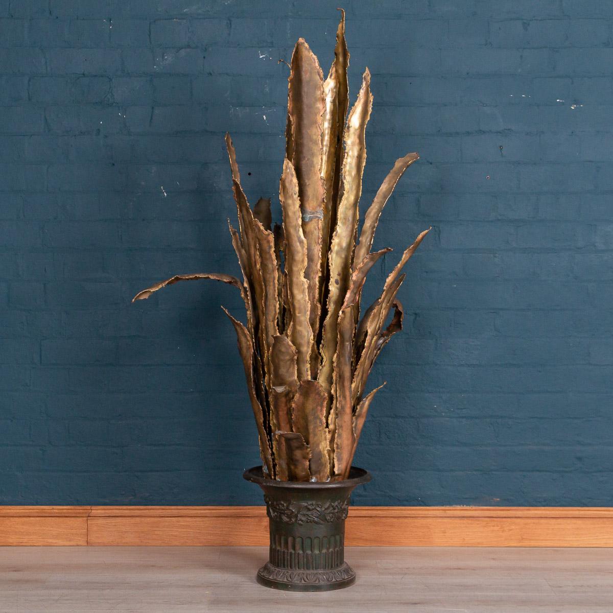 Brass 20th Century French Floor Lamp in the Shape of a Sansevieria