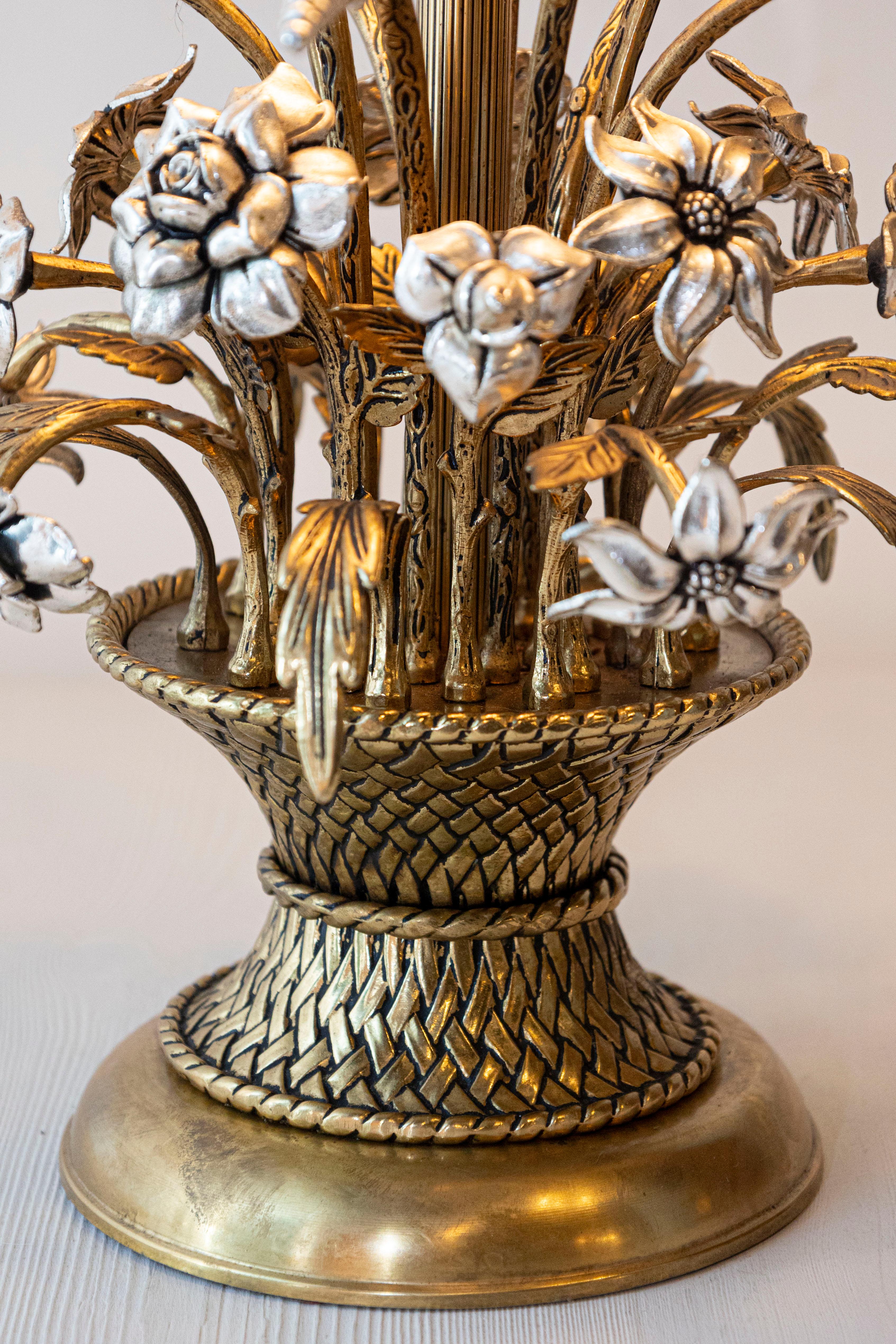 Lámpara de Sobremesa Floral Francesa del Siglo XX con Trigo Dorado siglo XX en venta