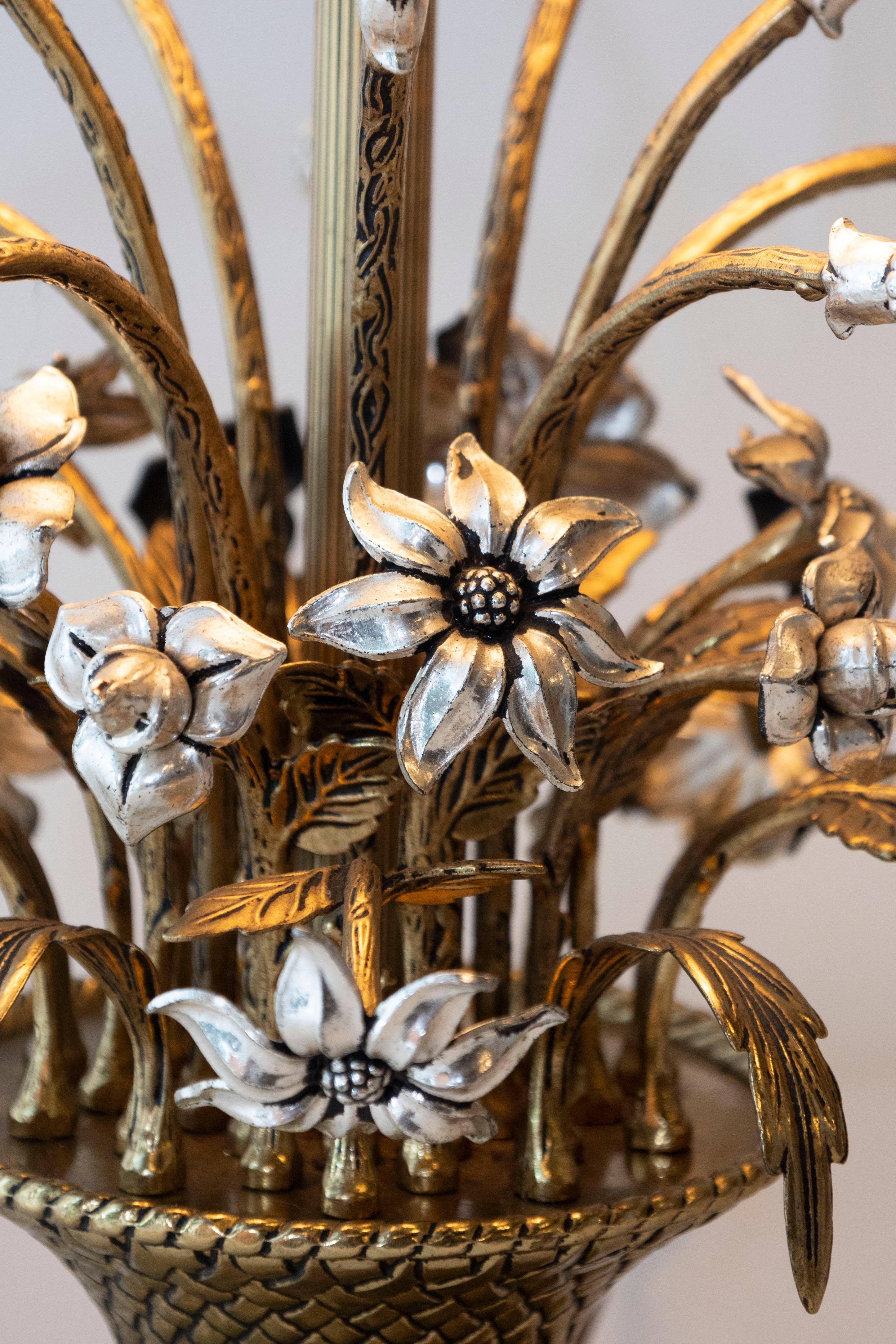 Lámpara de Sobremesa Floral Francesa del Siglo XX con Trigo Dorado en venta 1