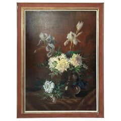 20th Century French Flowers Oil on Canvas, 1920s