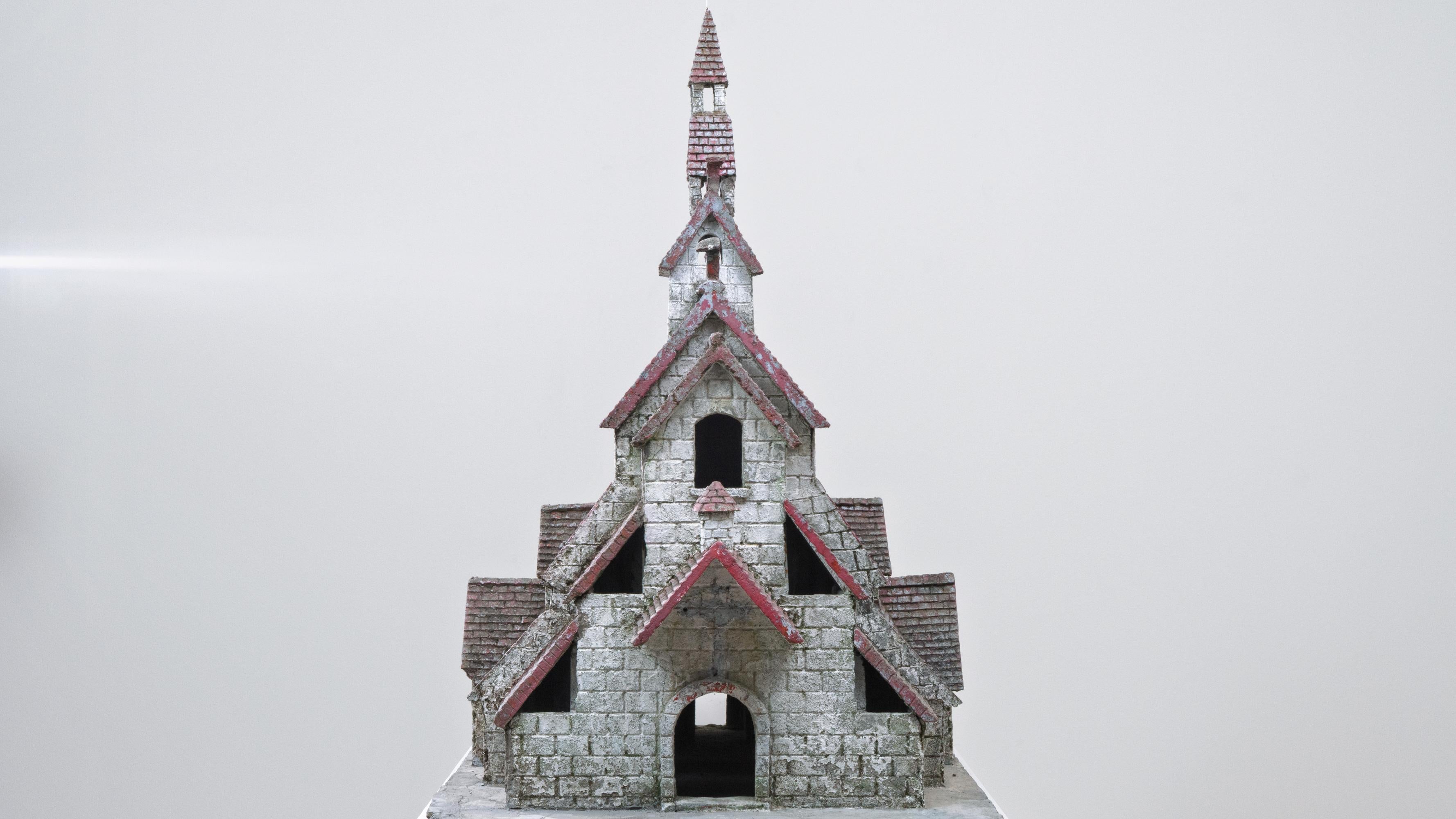 20th Century French Folk Art Concrete Model of Church For Sale 4