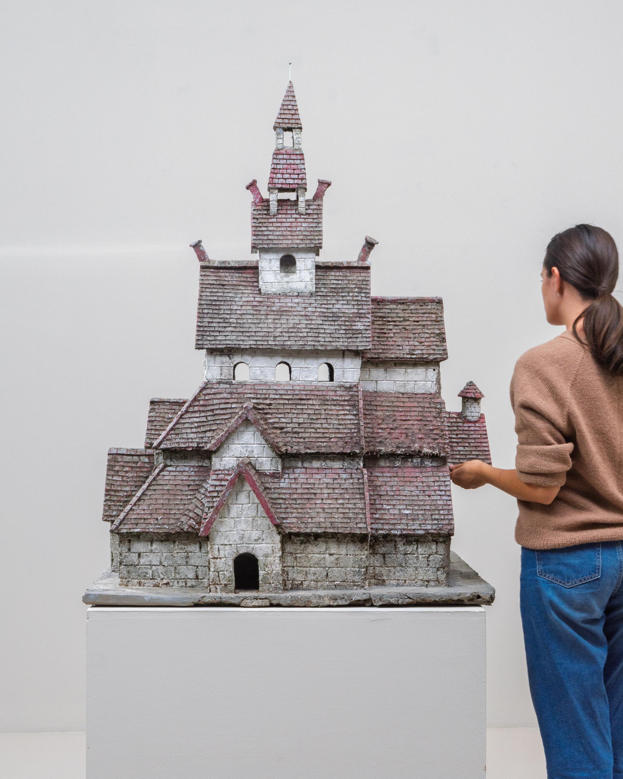 20th Century French Folk Art Concrete Model of Church For Sale 6