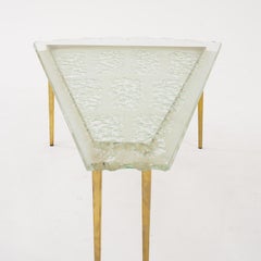 Mesa de sofá francesa del siglo XX de cristal de Murano biselado Fontana Arte, Max Ingrand