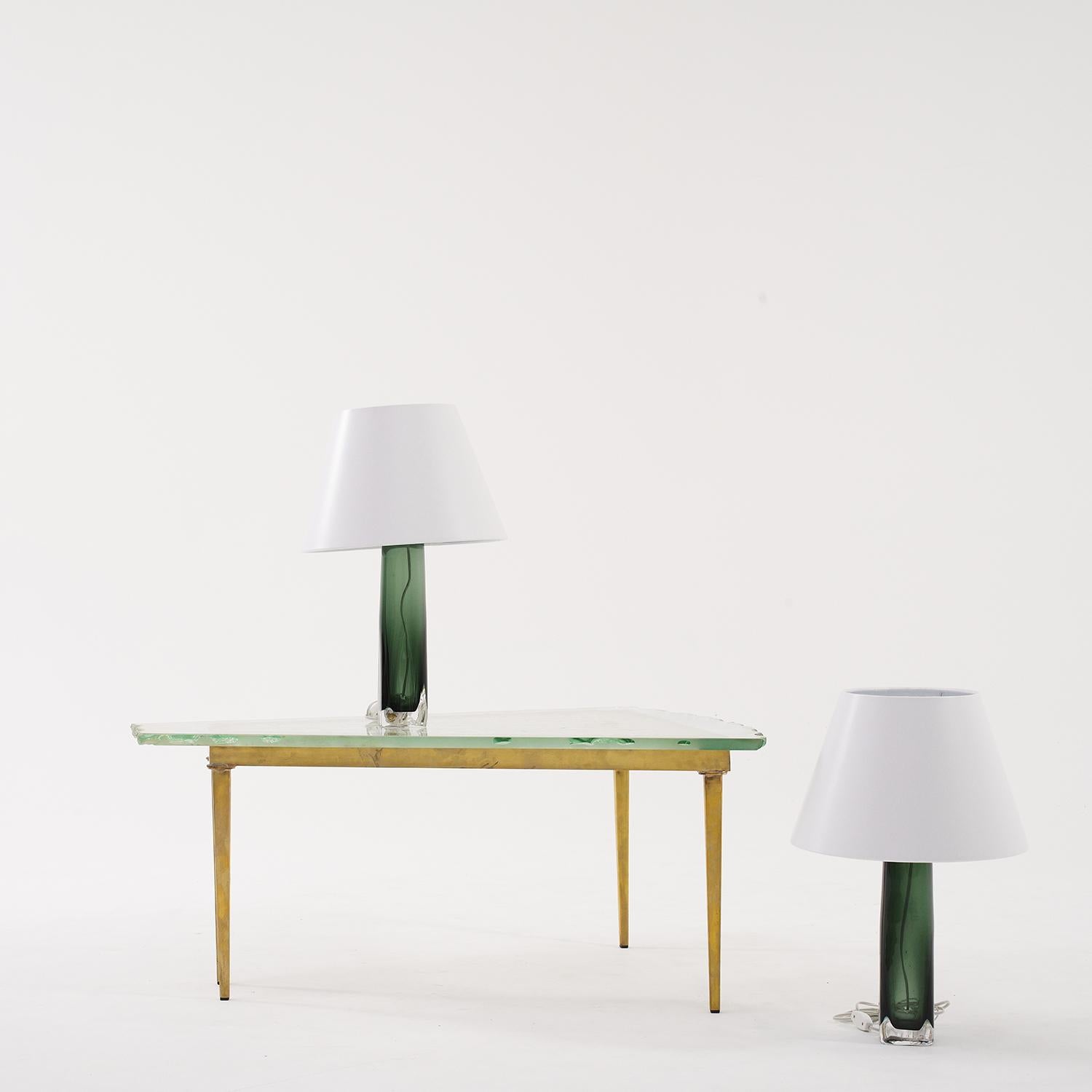 Metal 20th Century French Fontana Arte Beveled Murano Glass Sofa Table, Max Ingrand For Sale