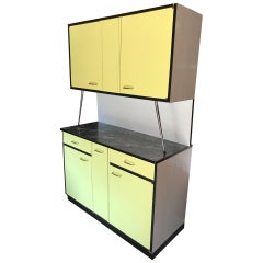 Retro 20th Century French Formica Yellow Kitchen Buffet, 1970s