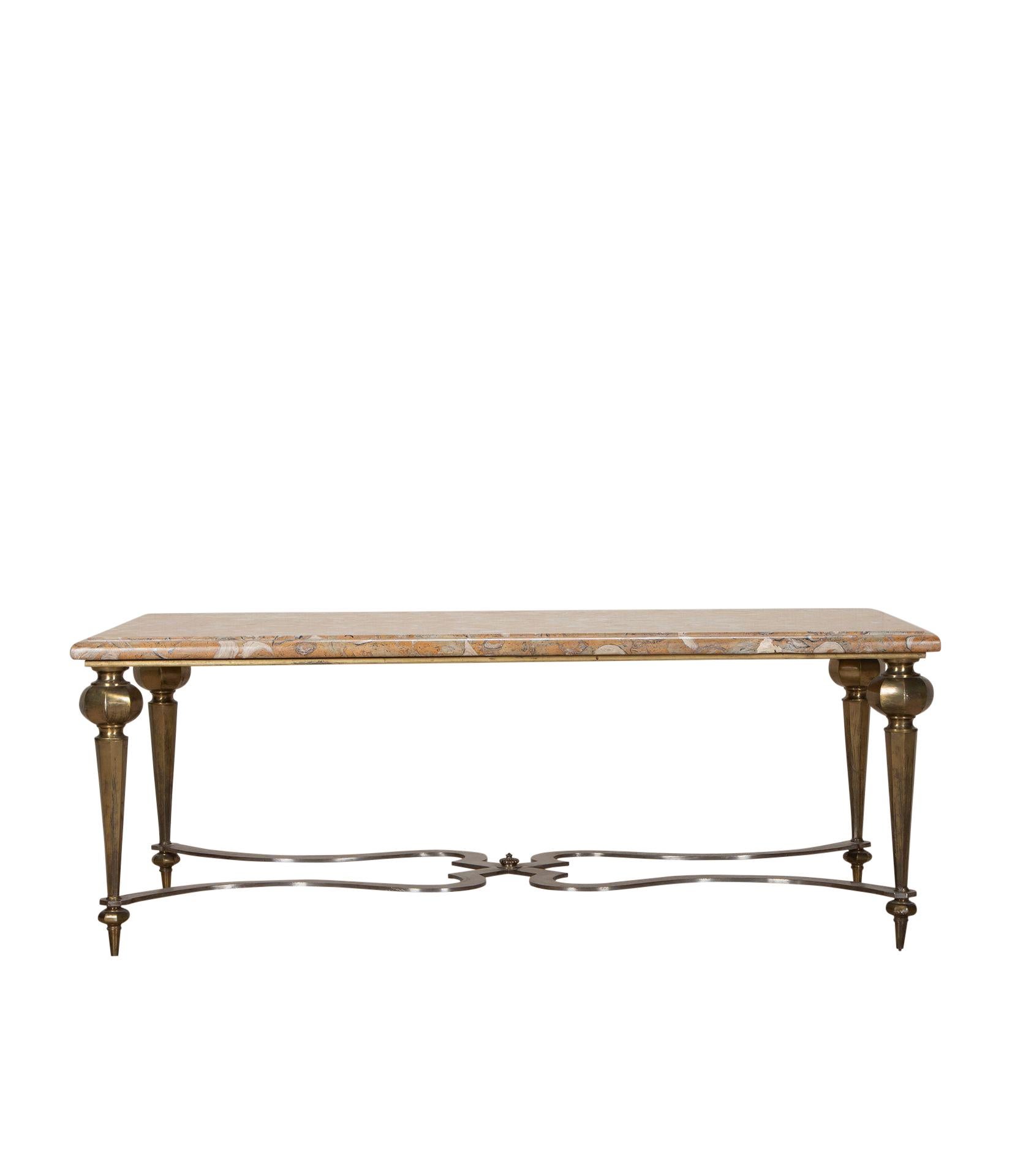 Mesa de centro francesa del siglo XX con tapa de mármol fosilizado en Bueno estado para la venta en Tetbury, Gloucestershire