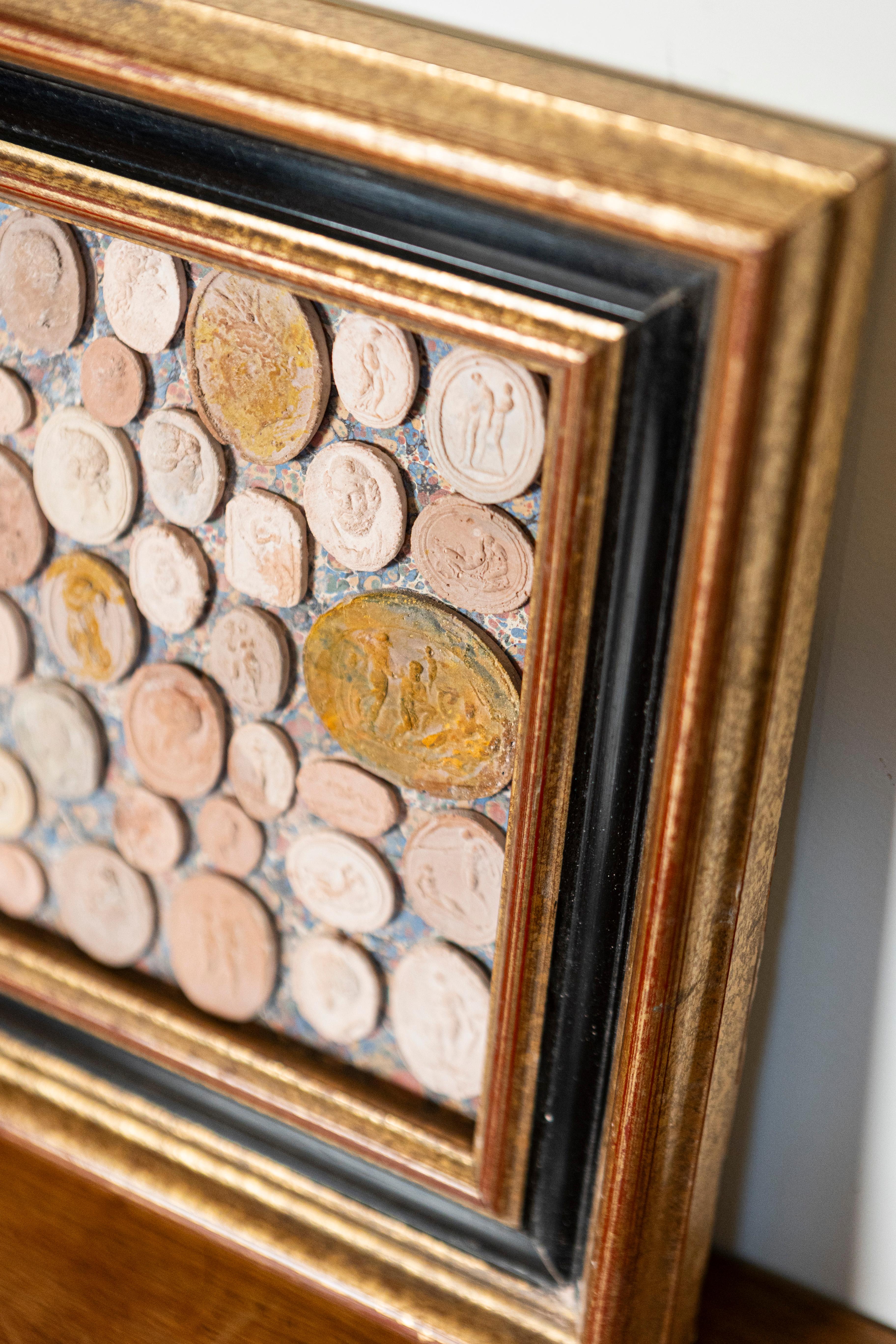 20th Century 20th-Century French Framed Collection of Plaster Cameos For Sale
