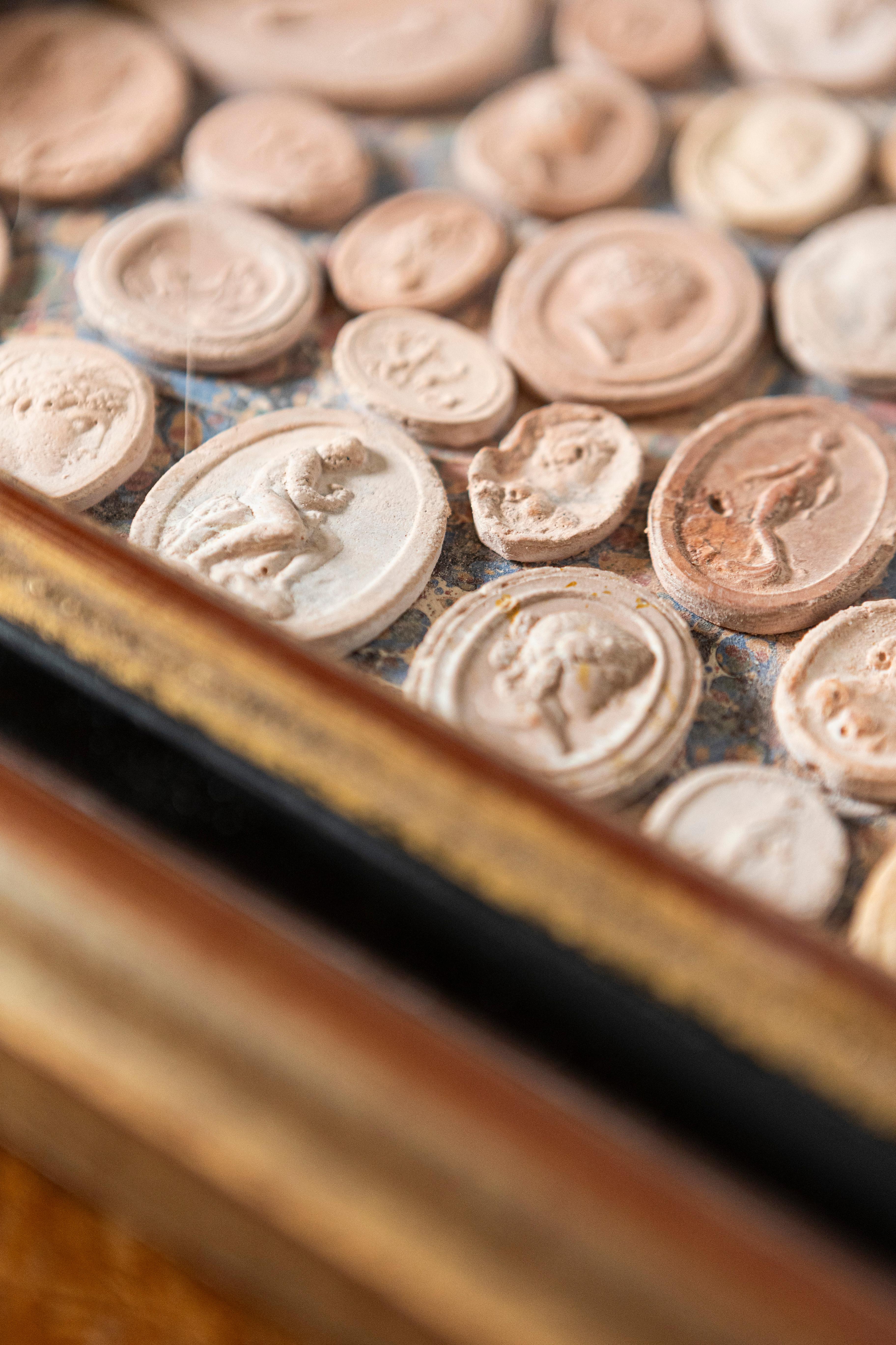 20th-Century French Framed Collection of Plaster Cameos For Sale 1