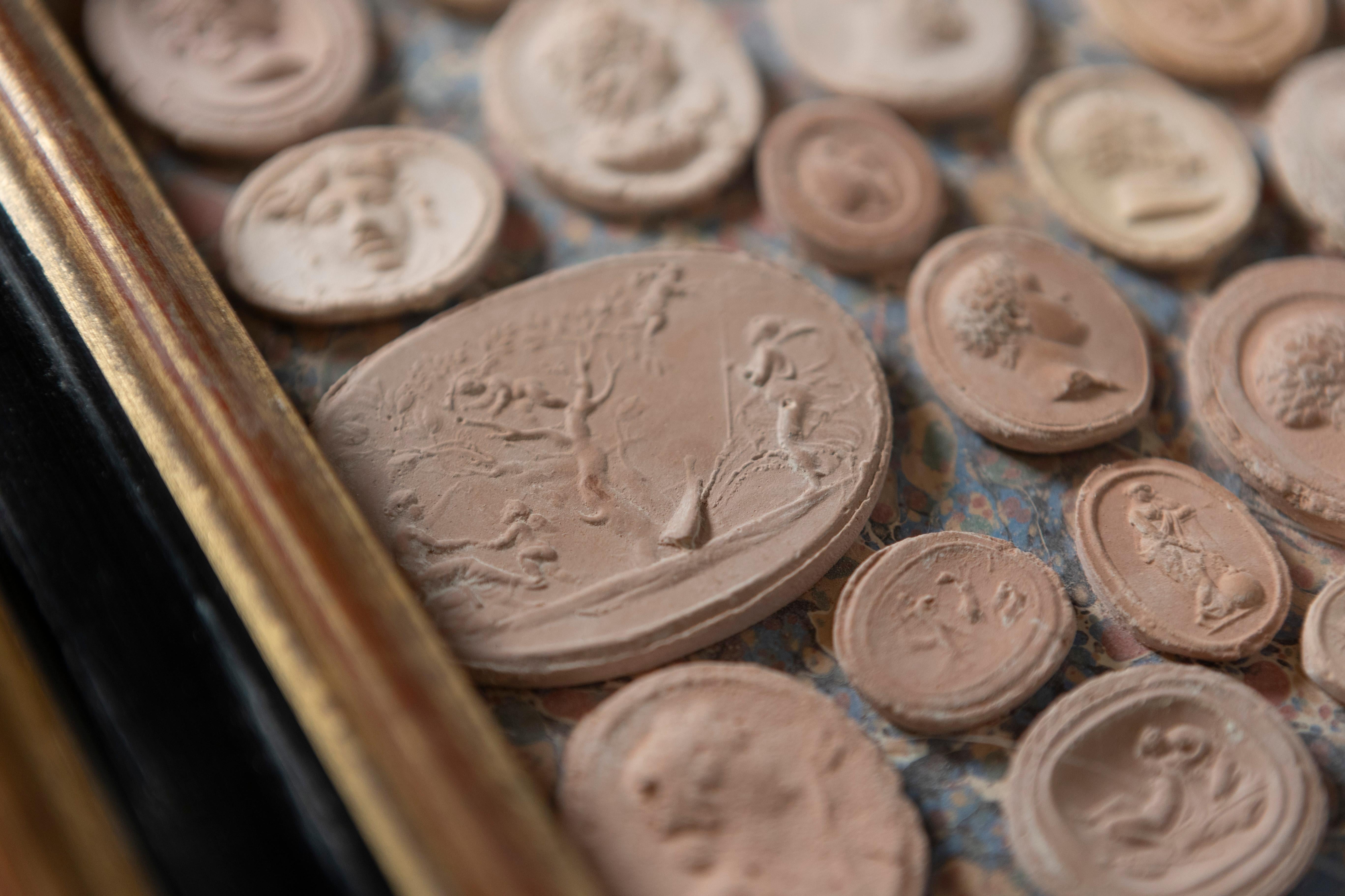 20th-Century French Framed Collection of Plaster Cameos For Sale 4