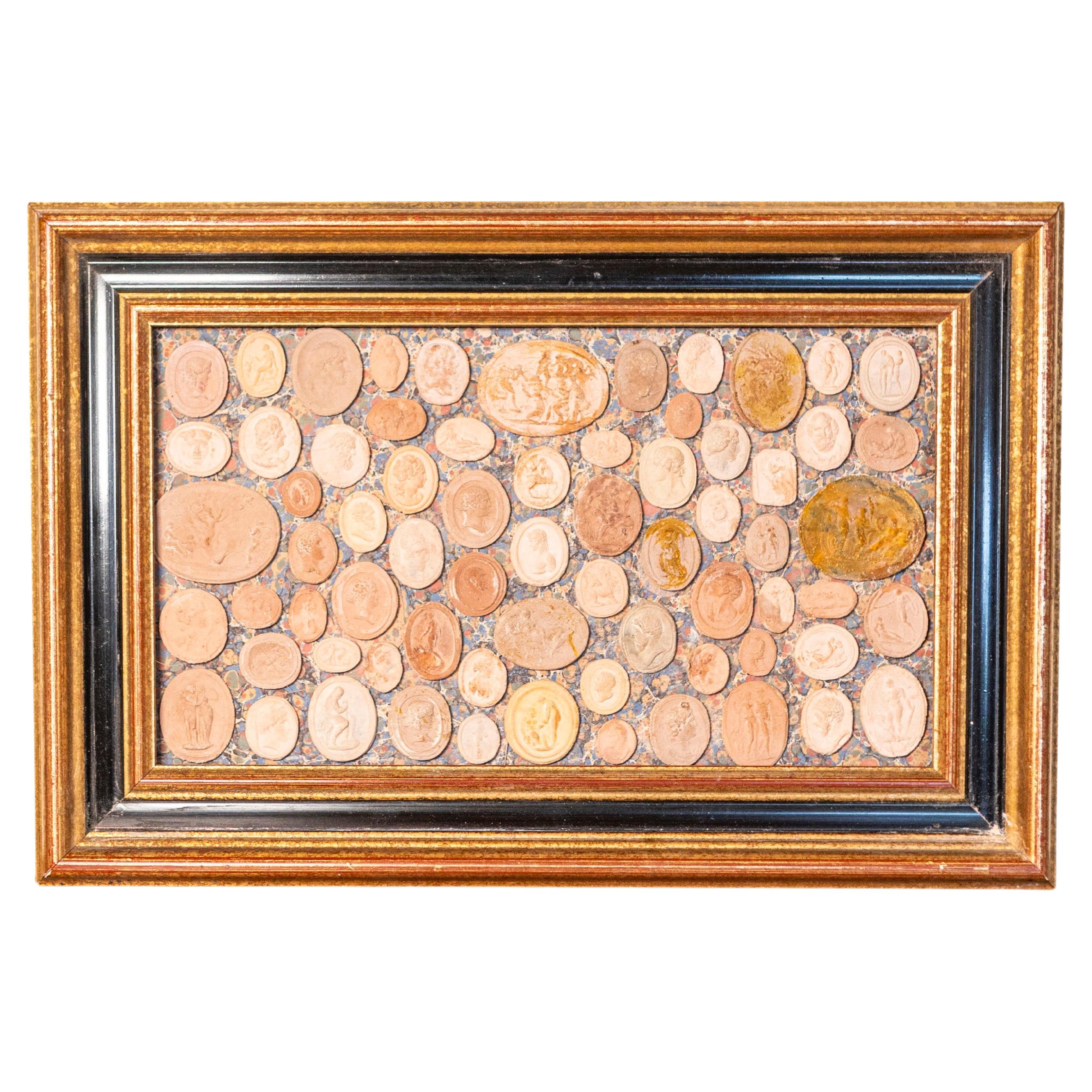 20th-Century French Framed Collection of Plaster Cameos