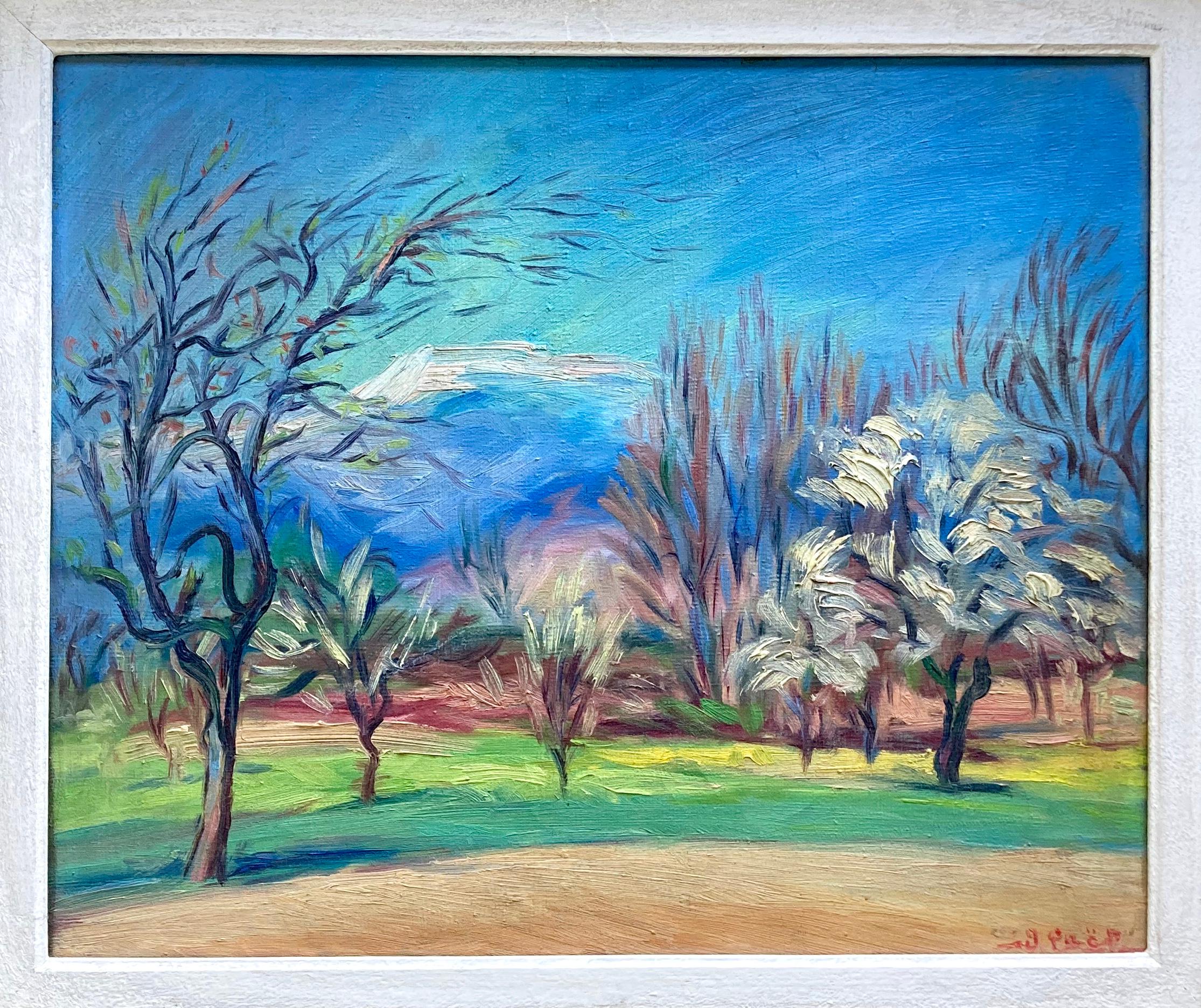 Hand-Painted 20th Century French Framed Landscape Painting on Stretched Canvas by G. Paël  For Sale