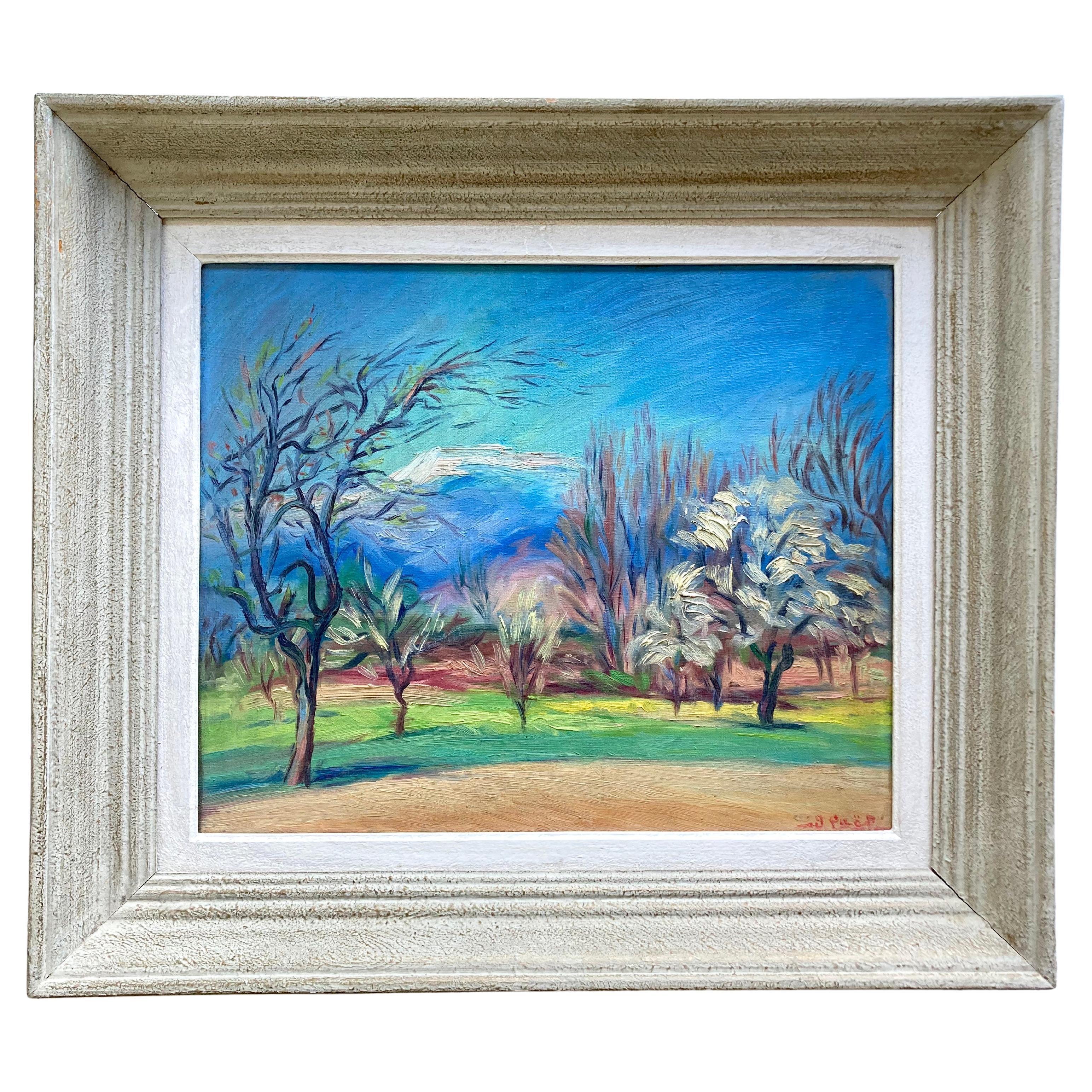 20th Century French Framed Landscape Painting on Stretched Canvas by G. Paël  For Sale