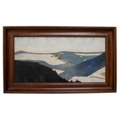 Olio su tela del XX secolo francese con cornice Paesaggio invernale