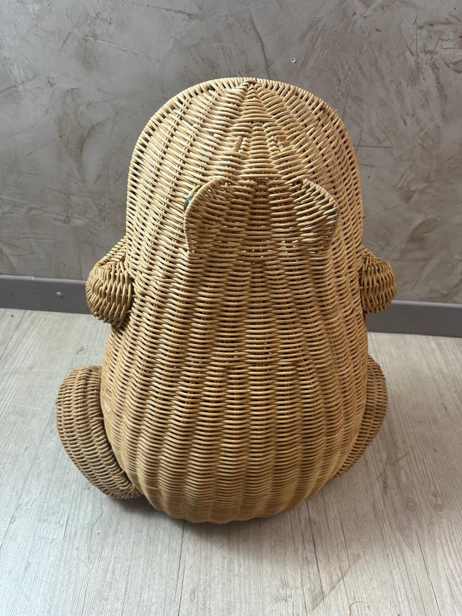 20th century French Frog Wicker Basket by Olivier Cajan, 1970s 1