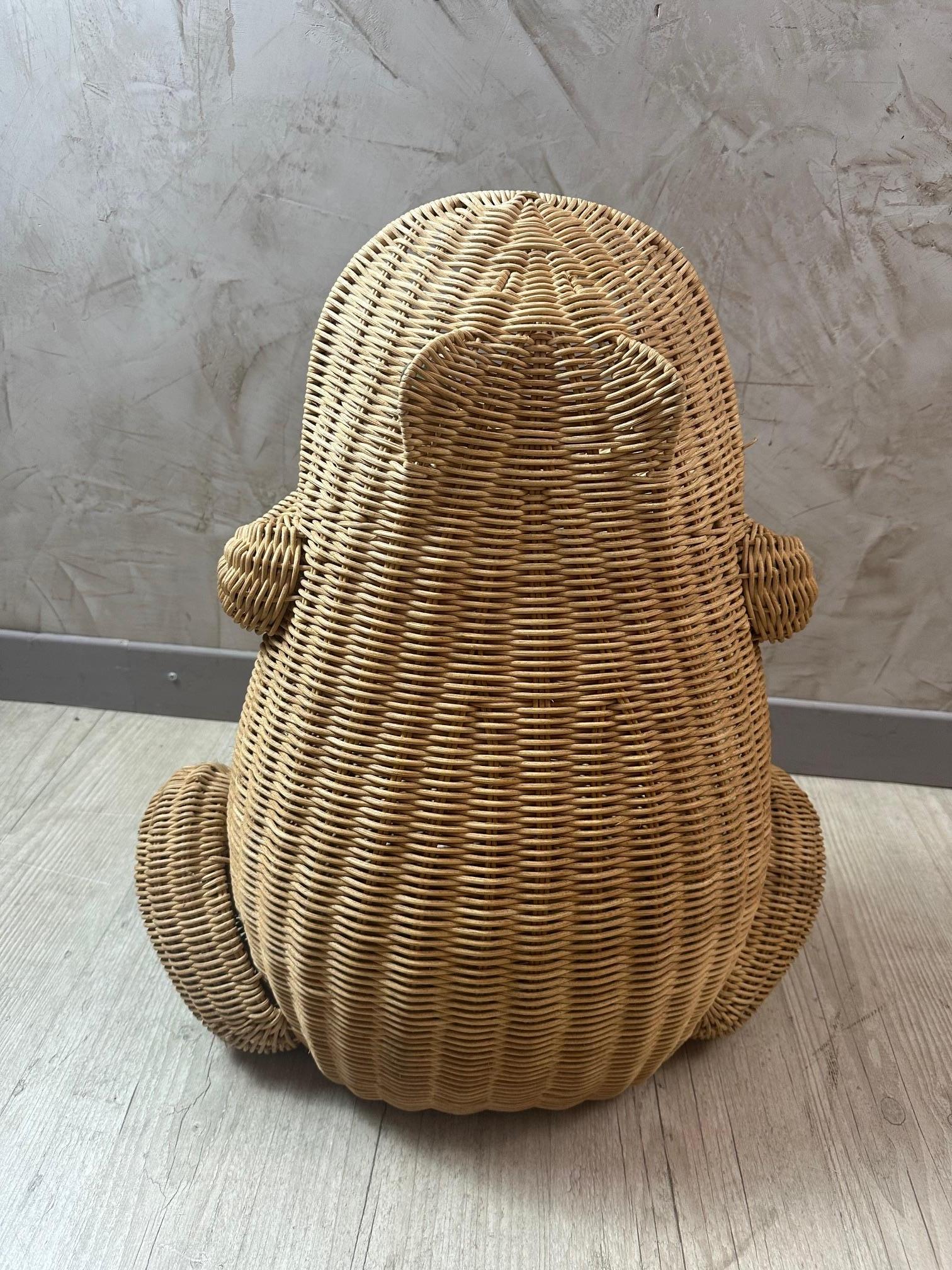 20th century French Frog Wicker Basket by Olivier Cajan, 1970s 2