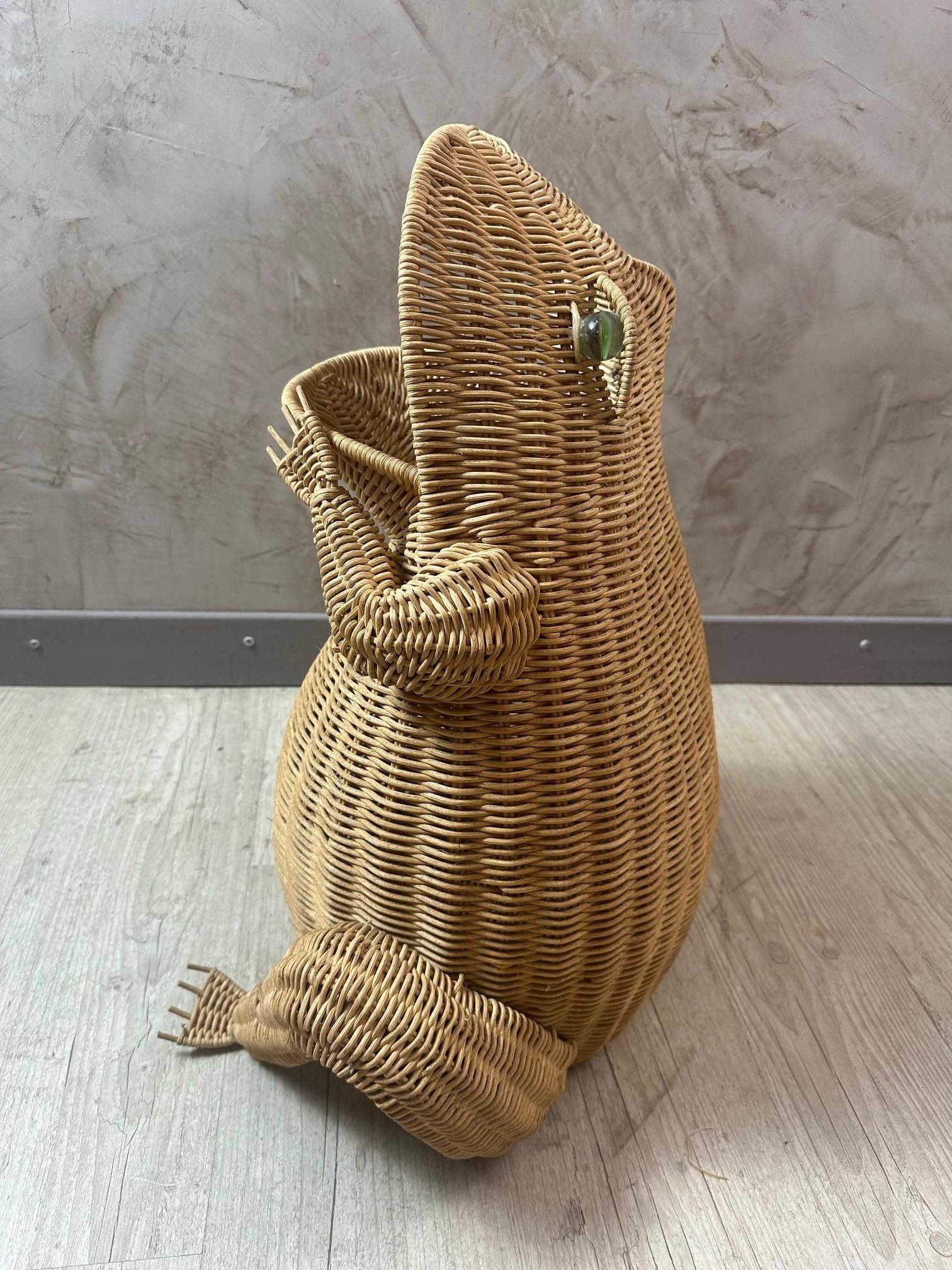 20th century French Frog Wicker Basket by Olivier Cajan, 1970s 3