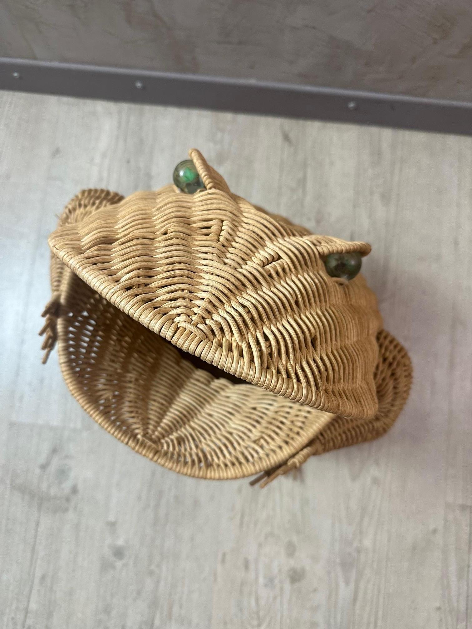 20th century French Frog Wicker Basket by Olivier Cajan, 1970s 4