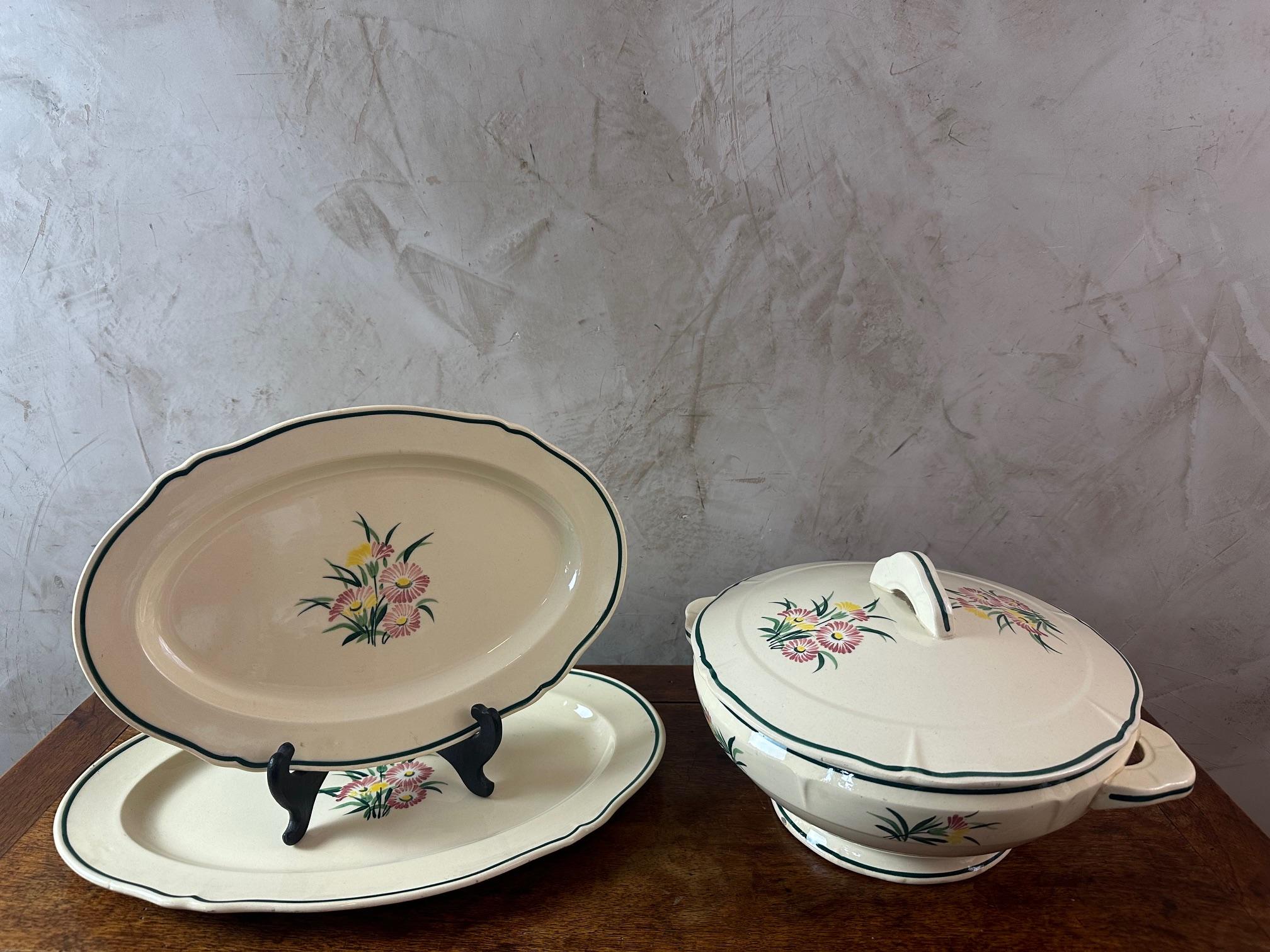 Service peint à la main de la manufacture française de Gien du 20e siècle, années 1940 en vente 4