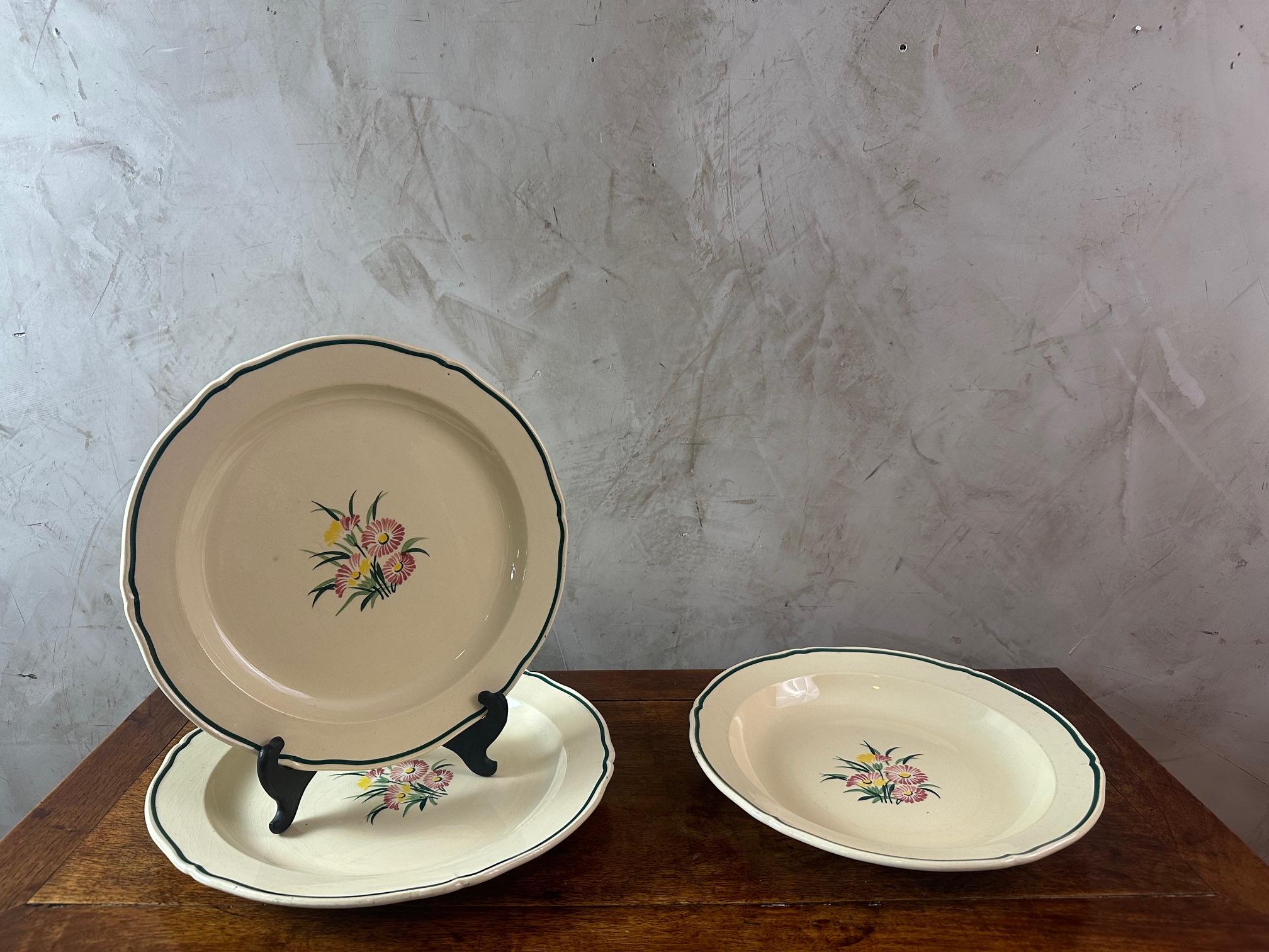 Service peint à la main de la manufacture française de Gien du 20e siècle, années 1940 en vente 6