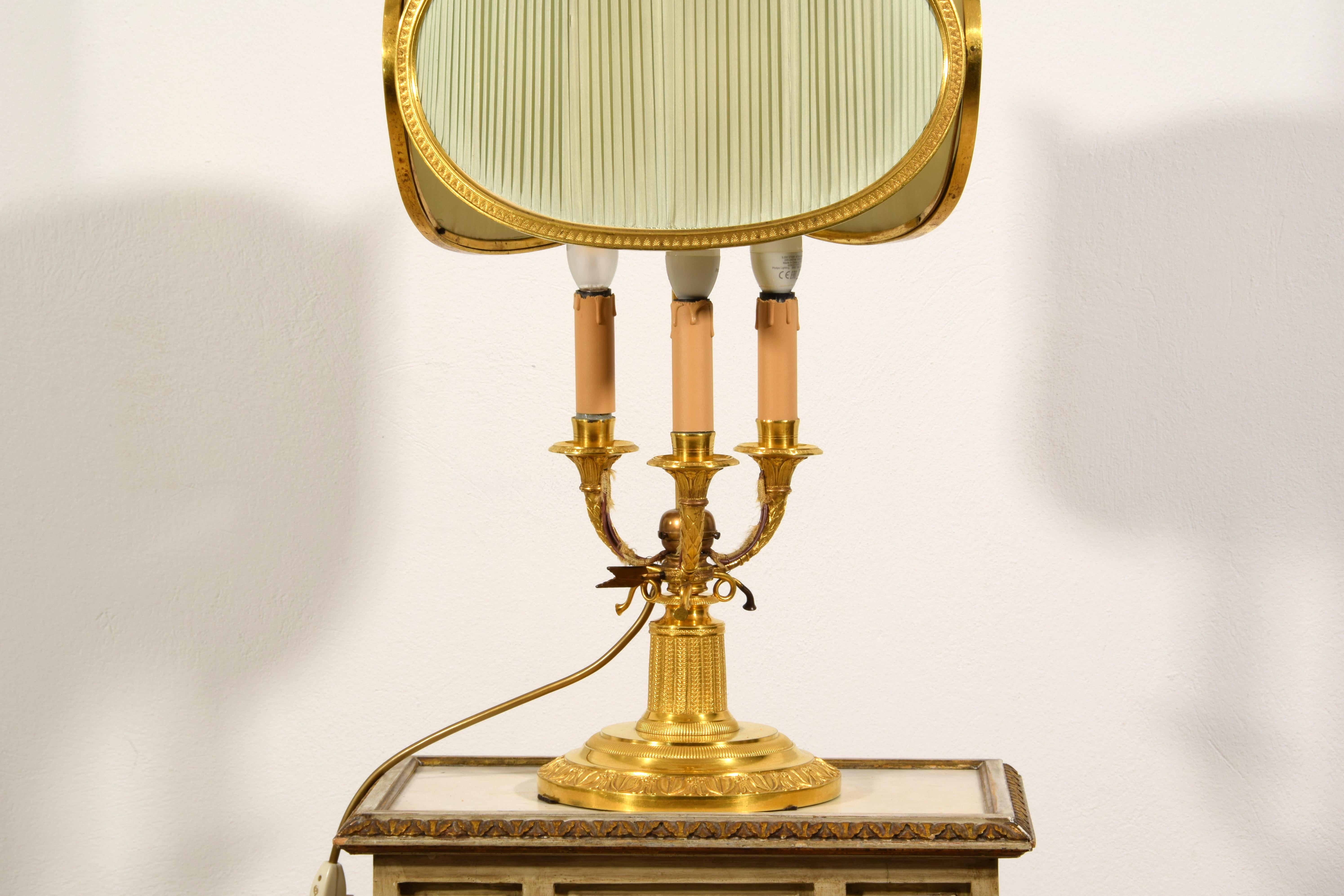 20th Century, French Gilt Bronze Buillotte Lamp  For Sale 7