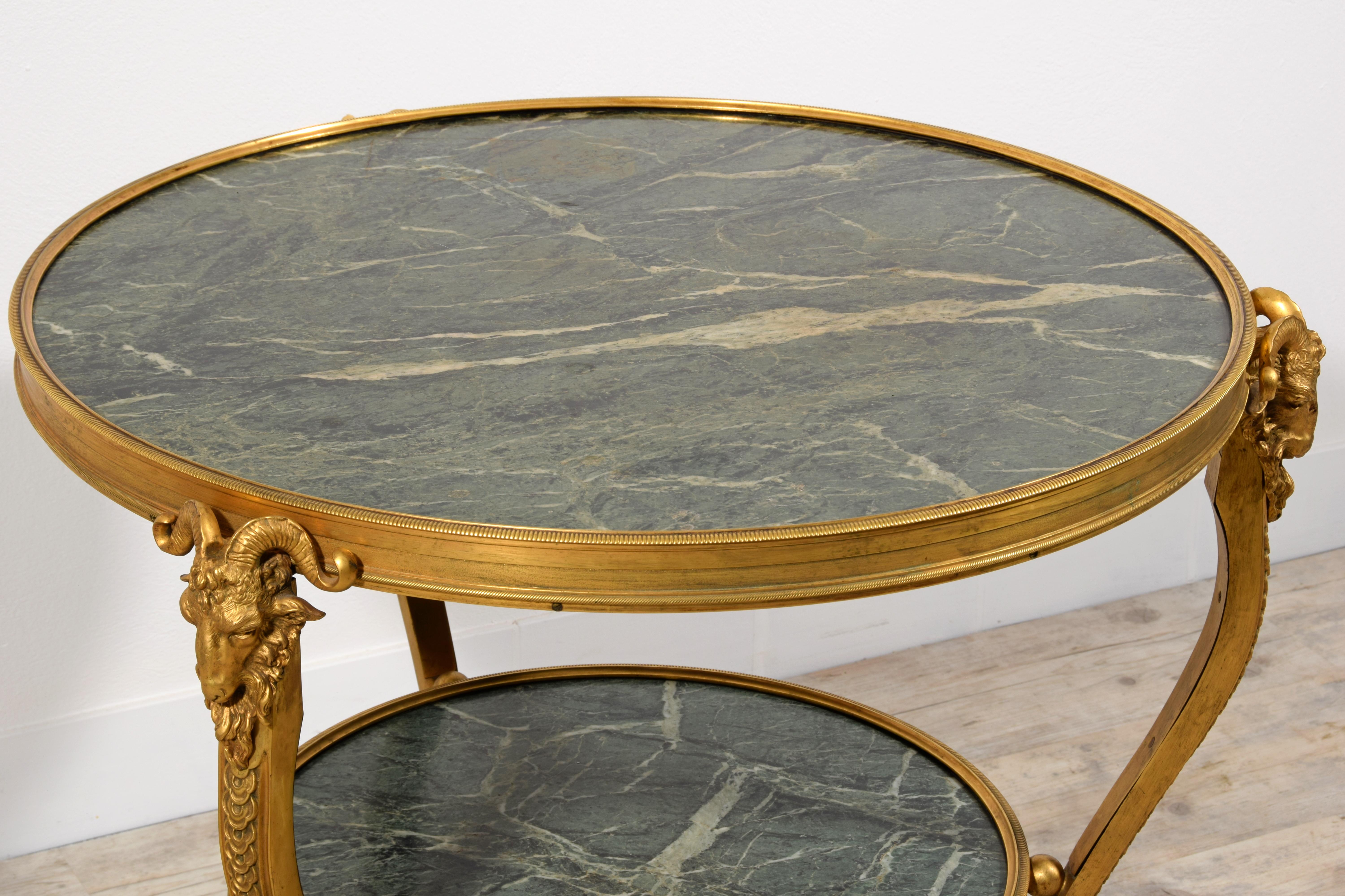 20th Century, French Gilt Bronze Coffee Table with Marble Tops 7