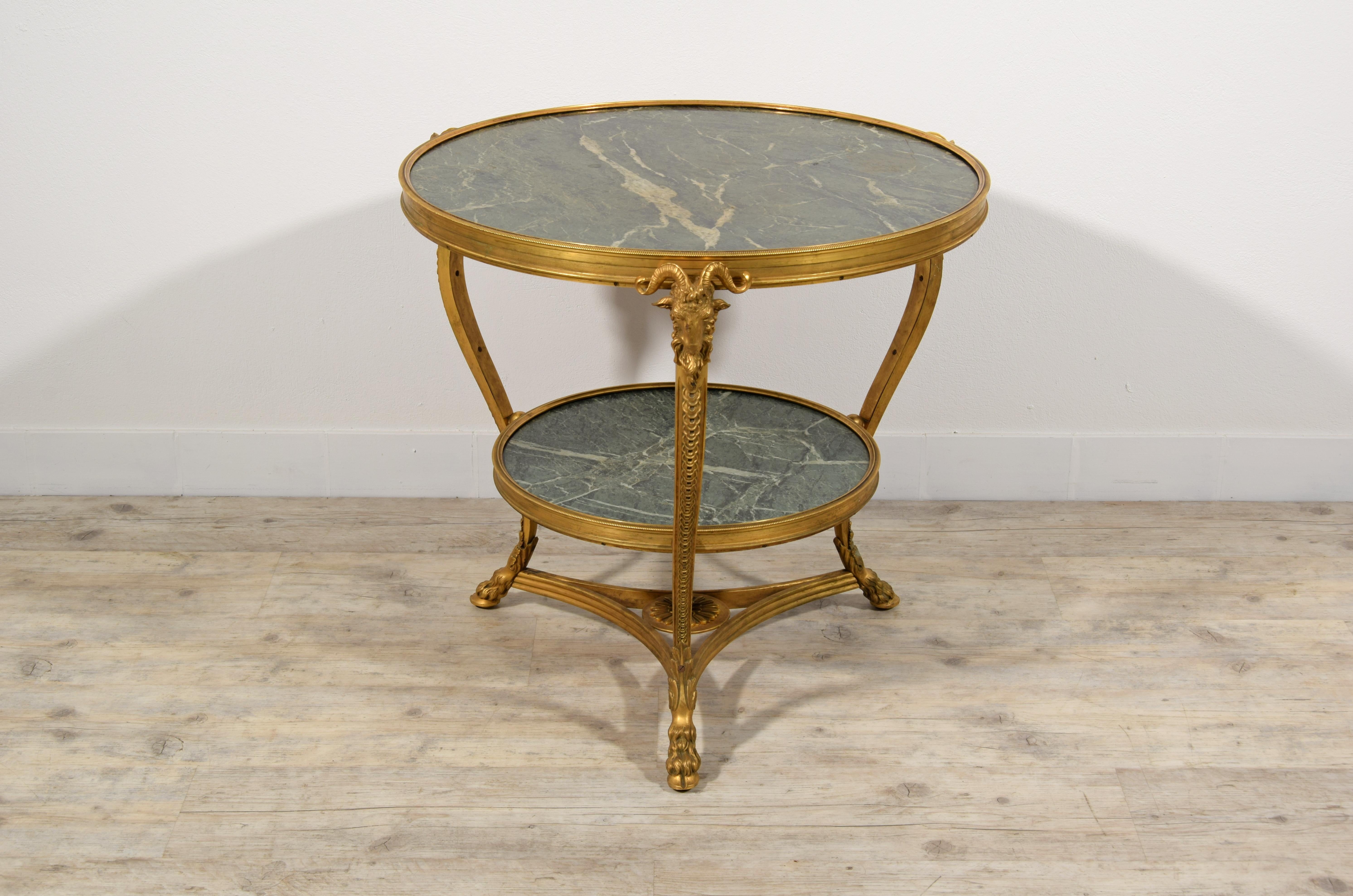 20th Century, French Gilt Bronze Coffee Table with Marble Tops 8