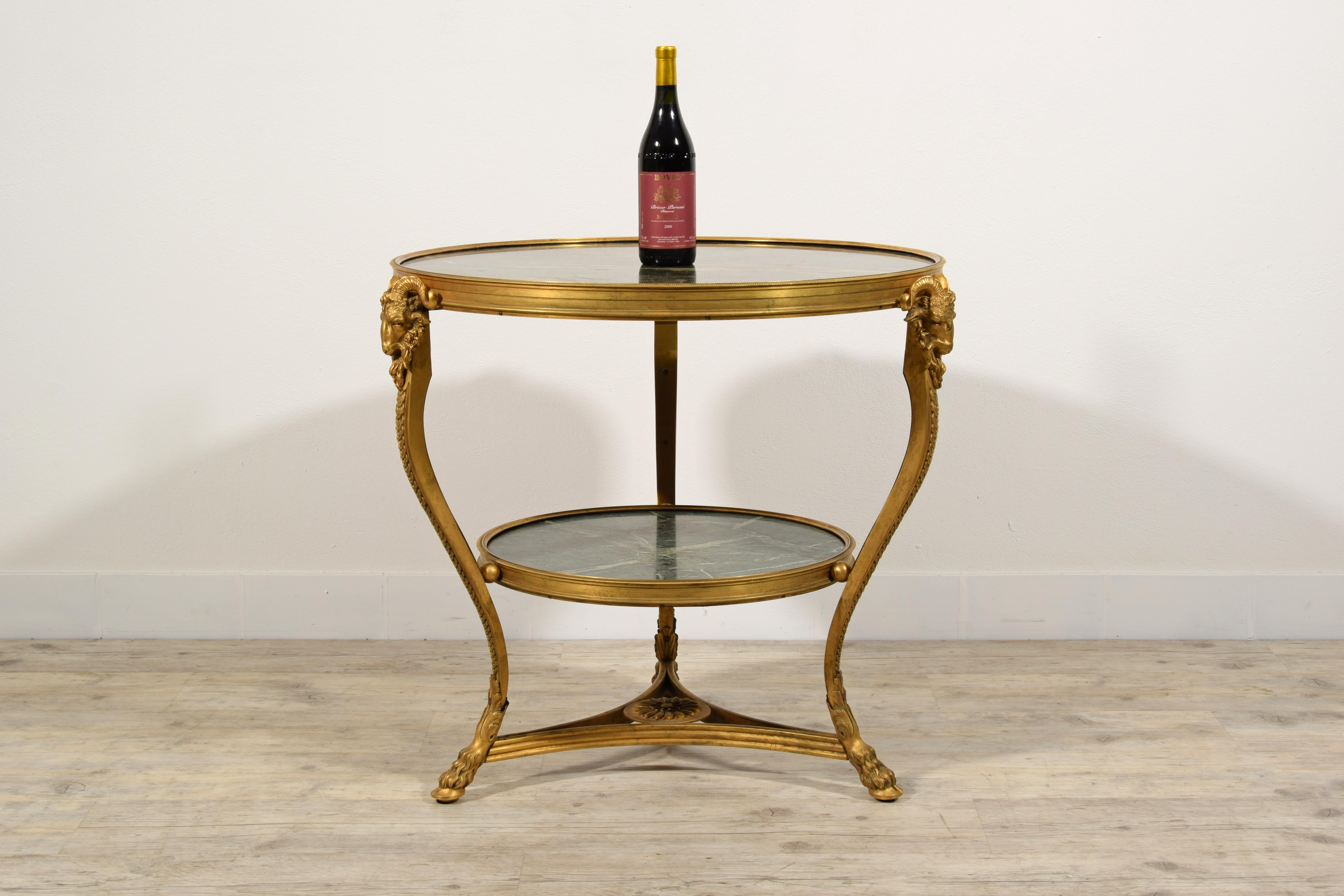20th Century, French Gilt Bronze Coffee Table with Marble Tops 9