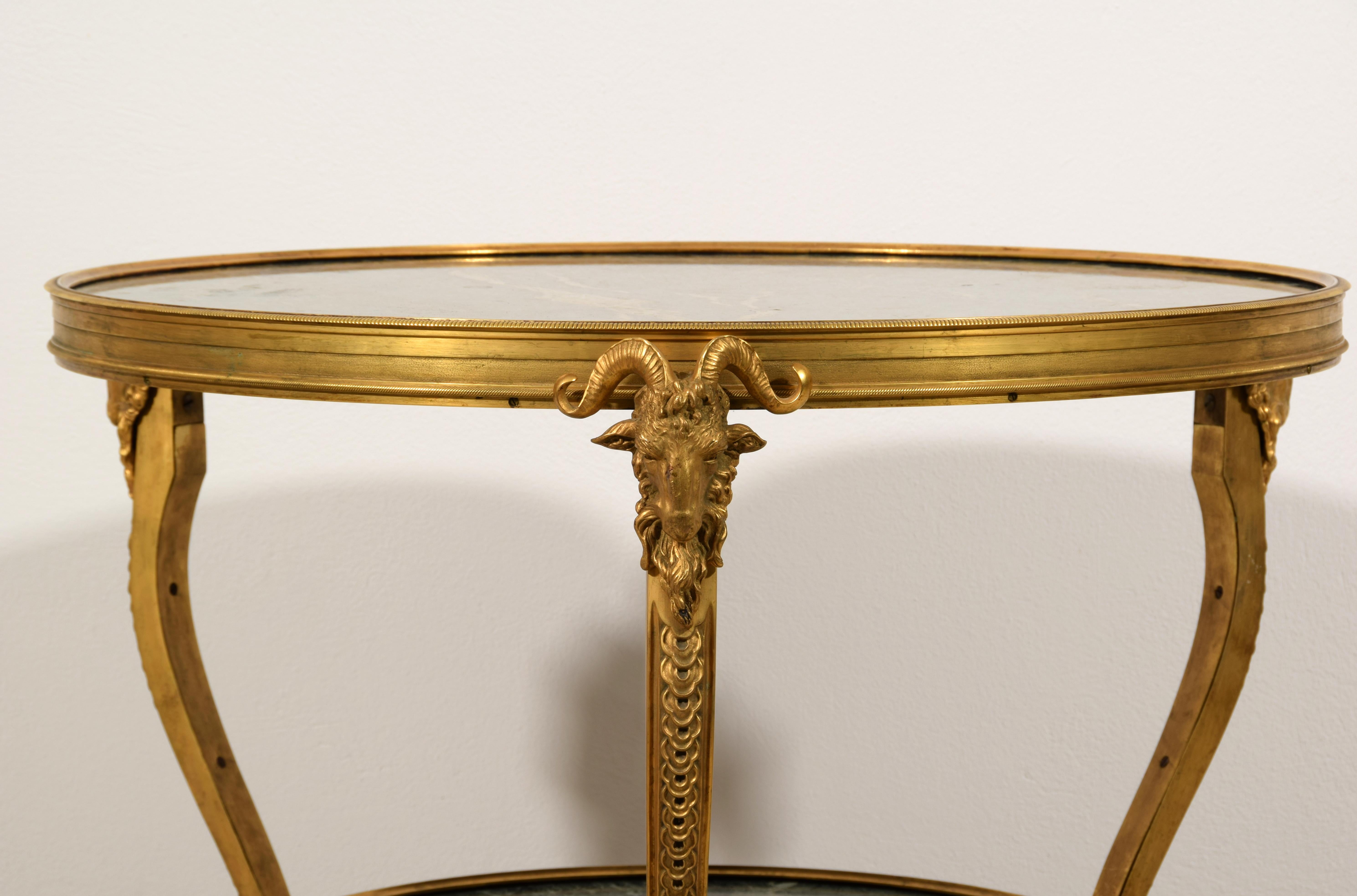 20th Century, French Gilt Bronze Coffee Table with Marble Tops 13