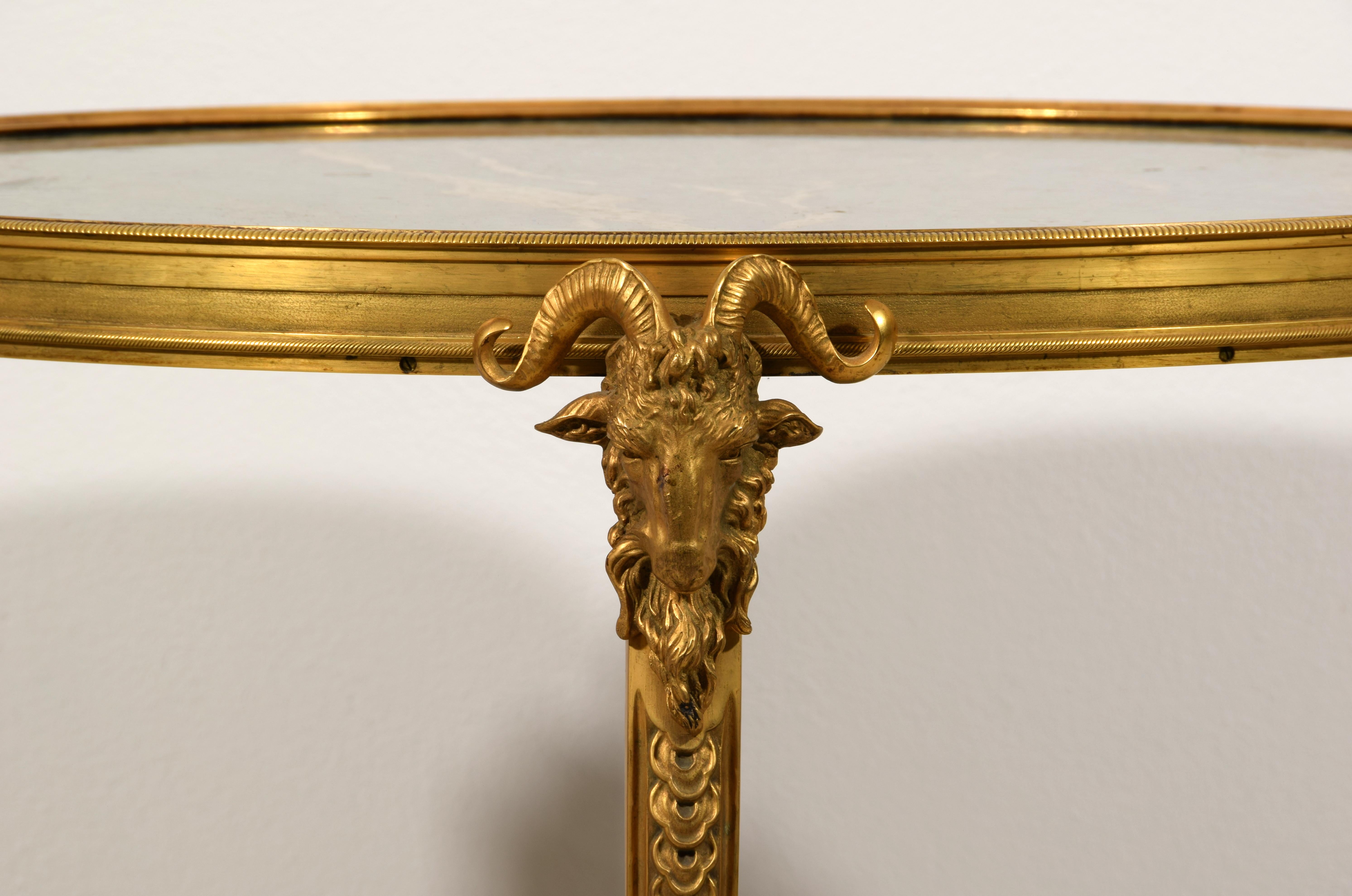 20th Century, French Gilt Bronze Coffee Table with Marble Tops 15