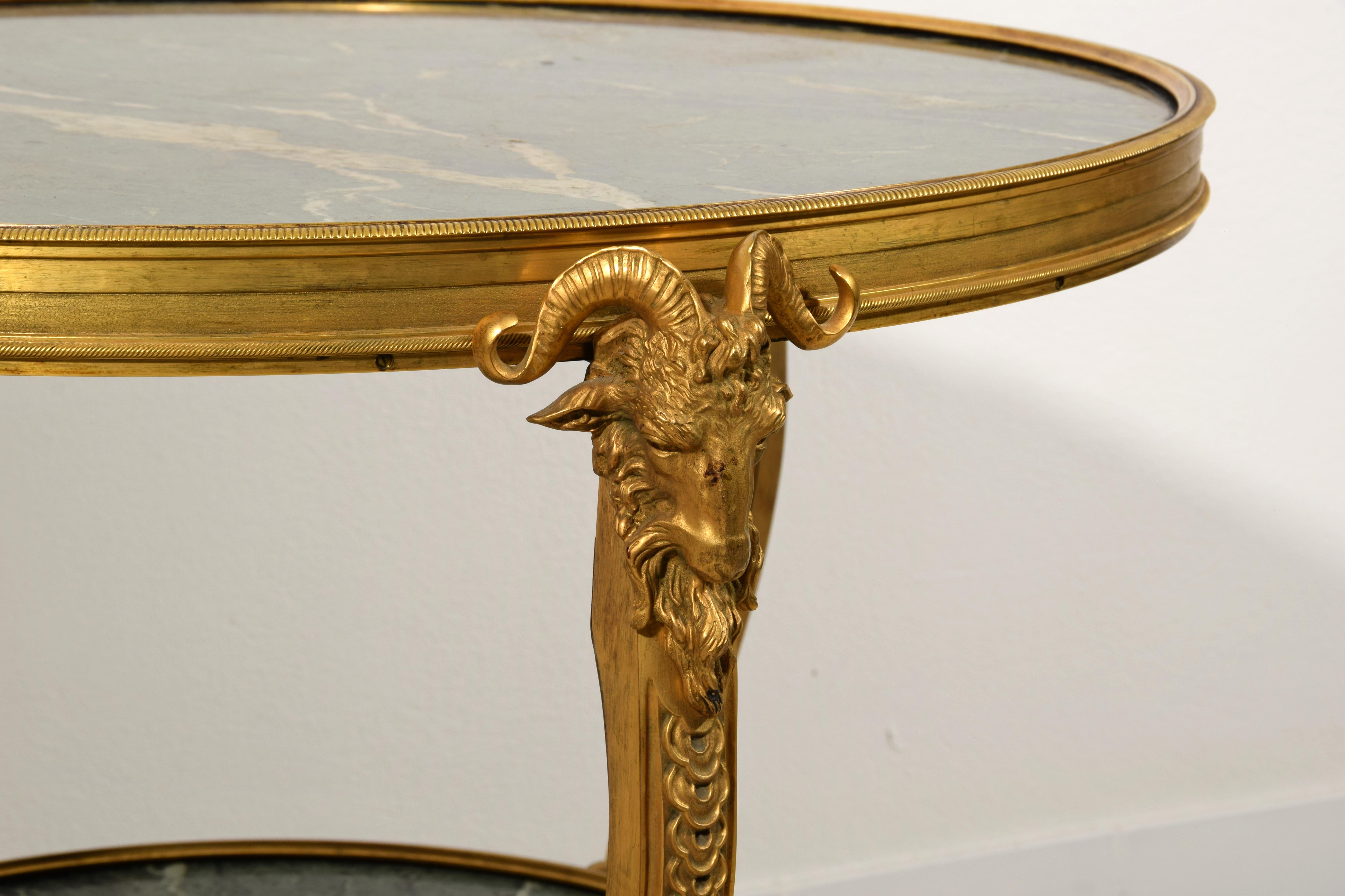 20th Century, French Gilt Bronze Coffee Table with Marble Tops 16