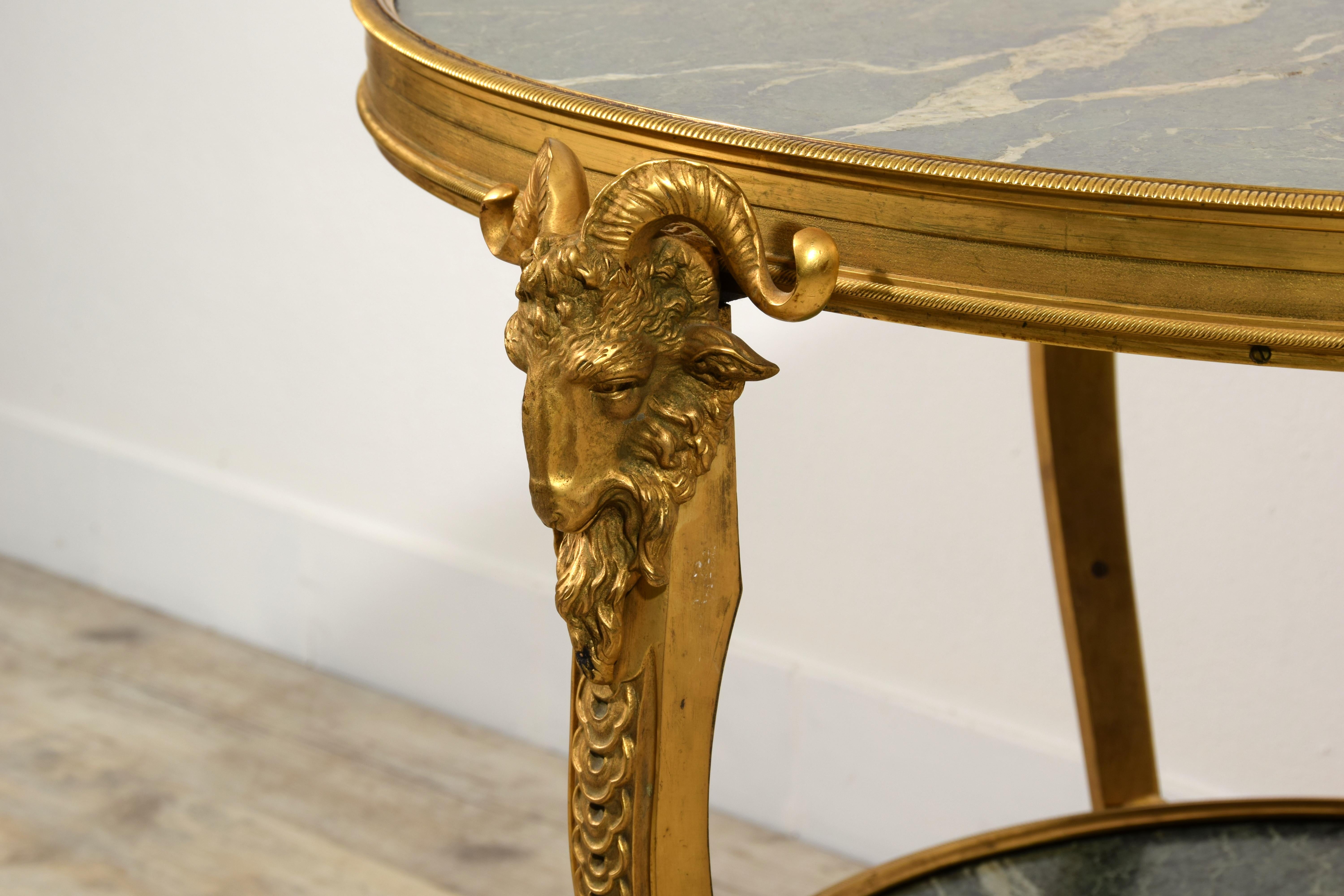 20th Century, French Gilt Bronze Coffee Table with Marble Tops 17