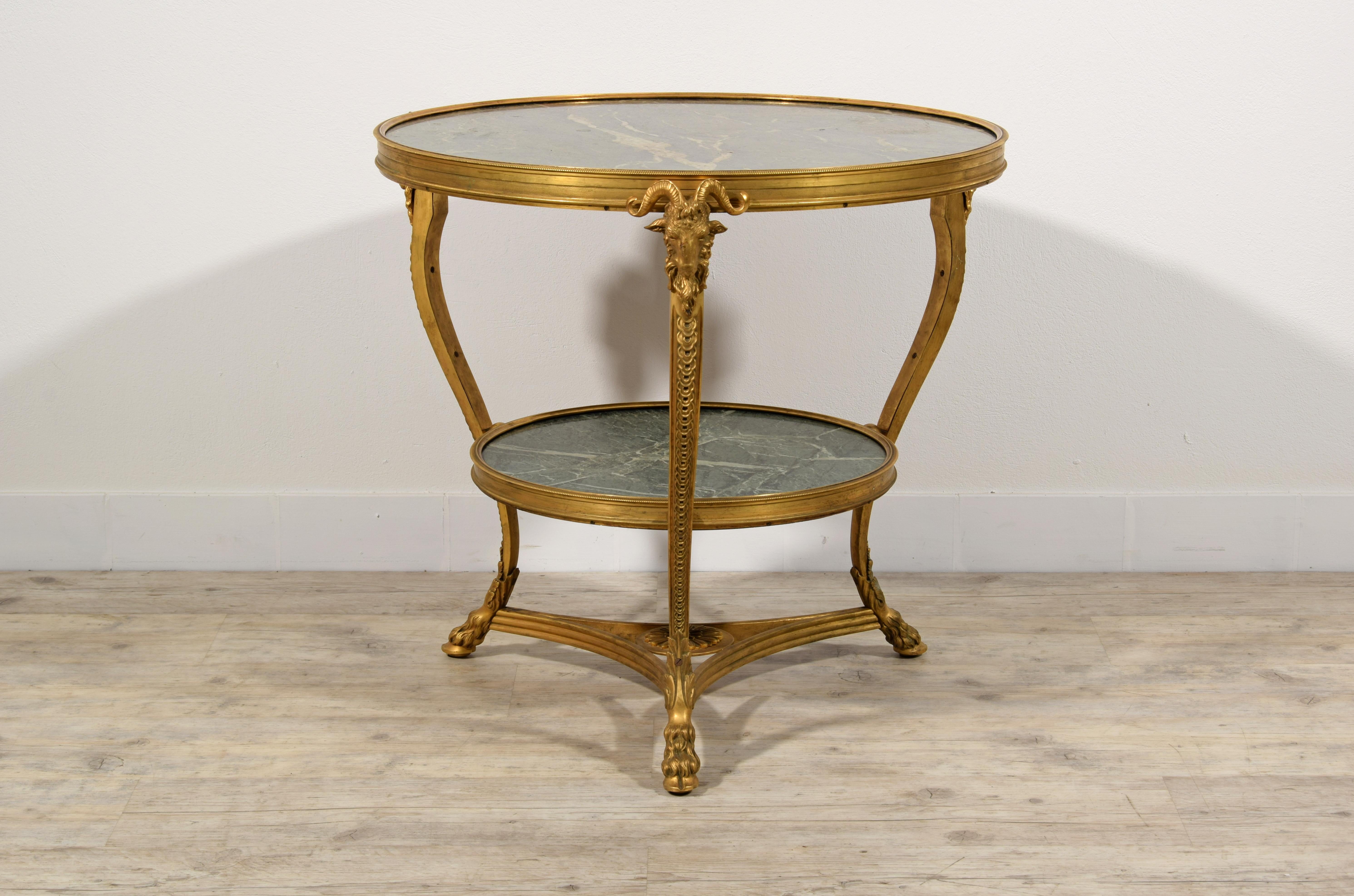 20th Century, French Gilt Bronze Coffee Table with Marble Tops 1