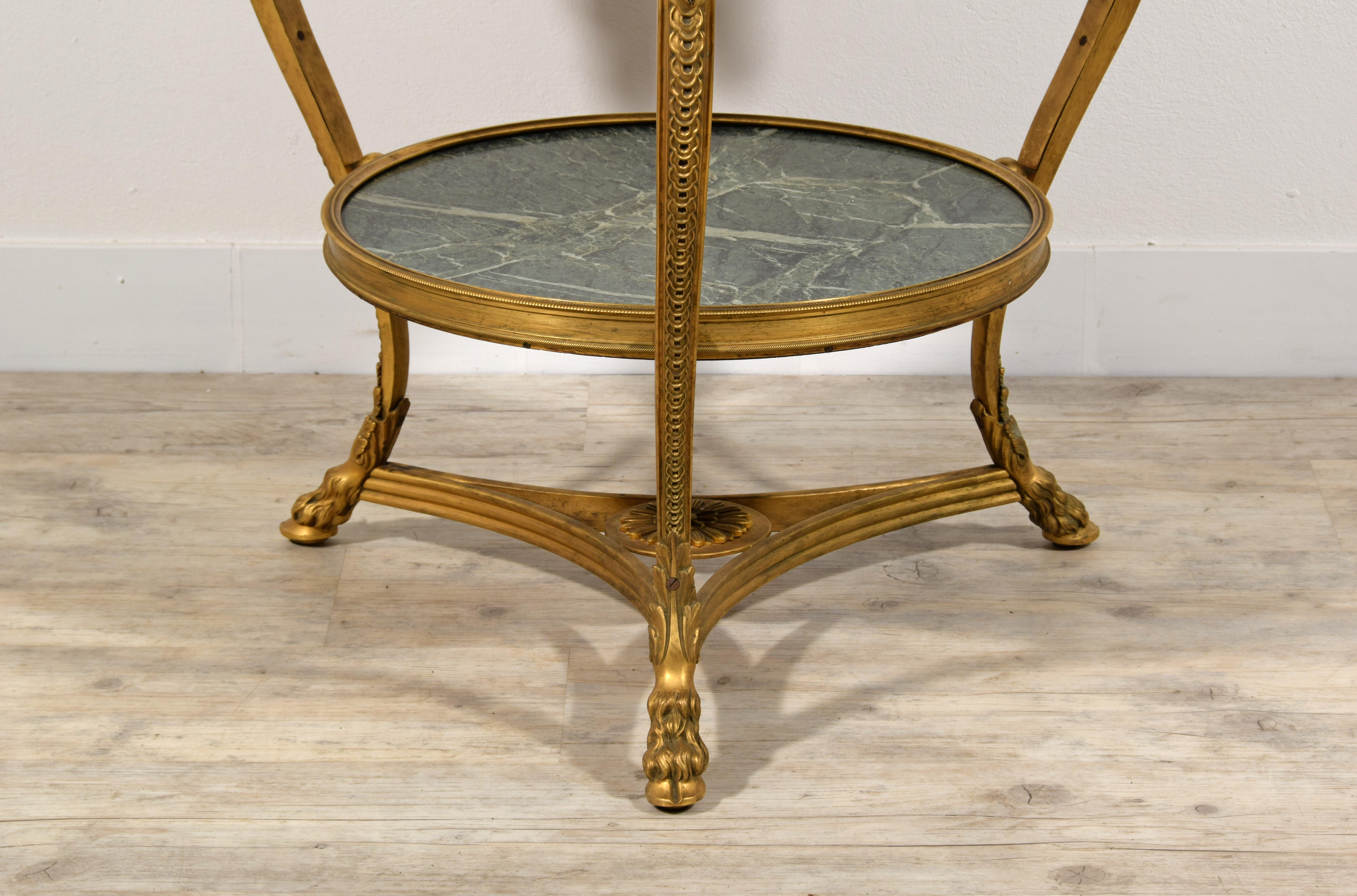 20th Century, French Gilt Bronze Coffee Table with Marble Tops 2