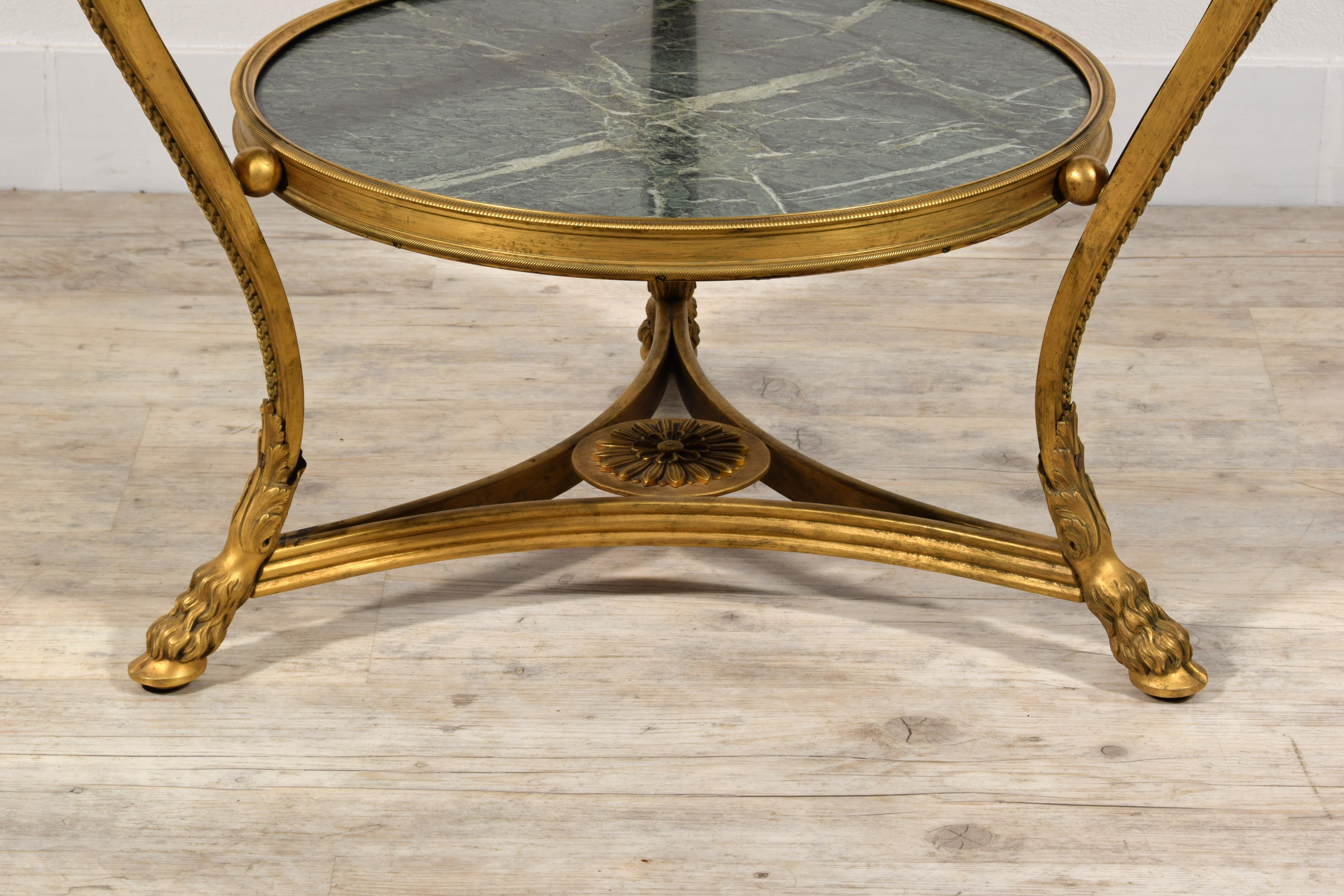 20th Century, French Gilt Bronze Coffee Table with Marble Tops 3