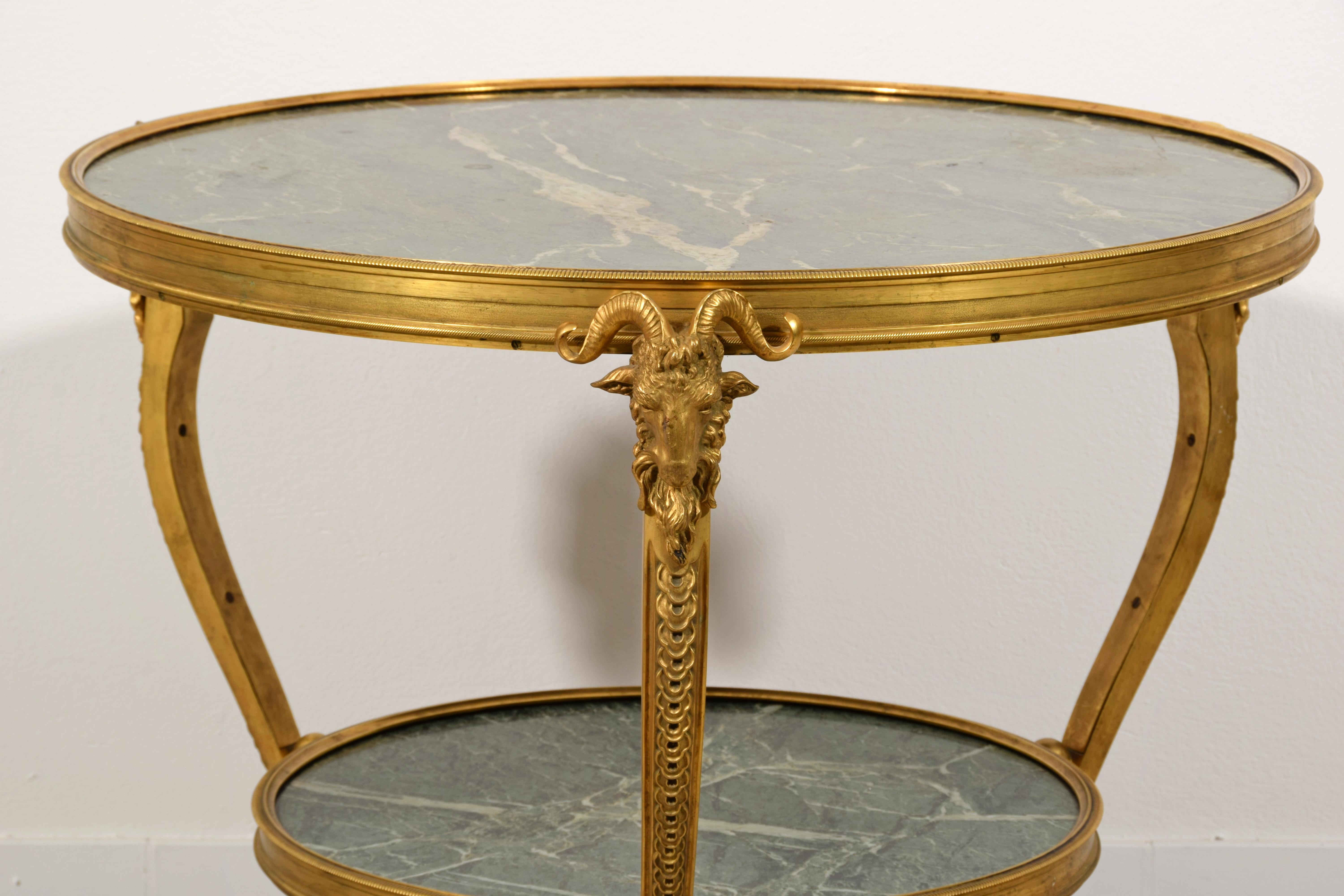 20th Century, French Gilt Bronze Coffee Table with Marble Tops 4