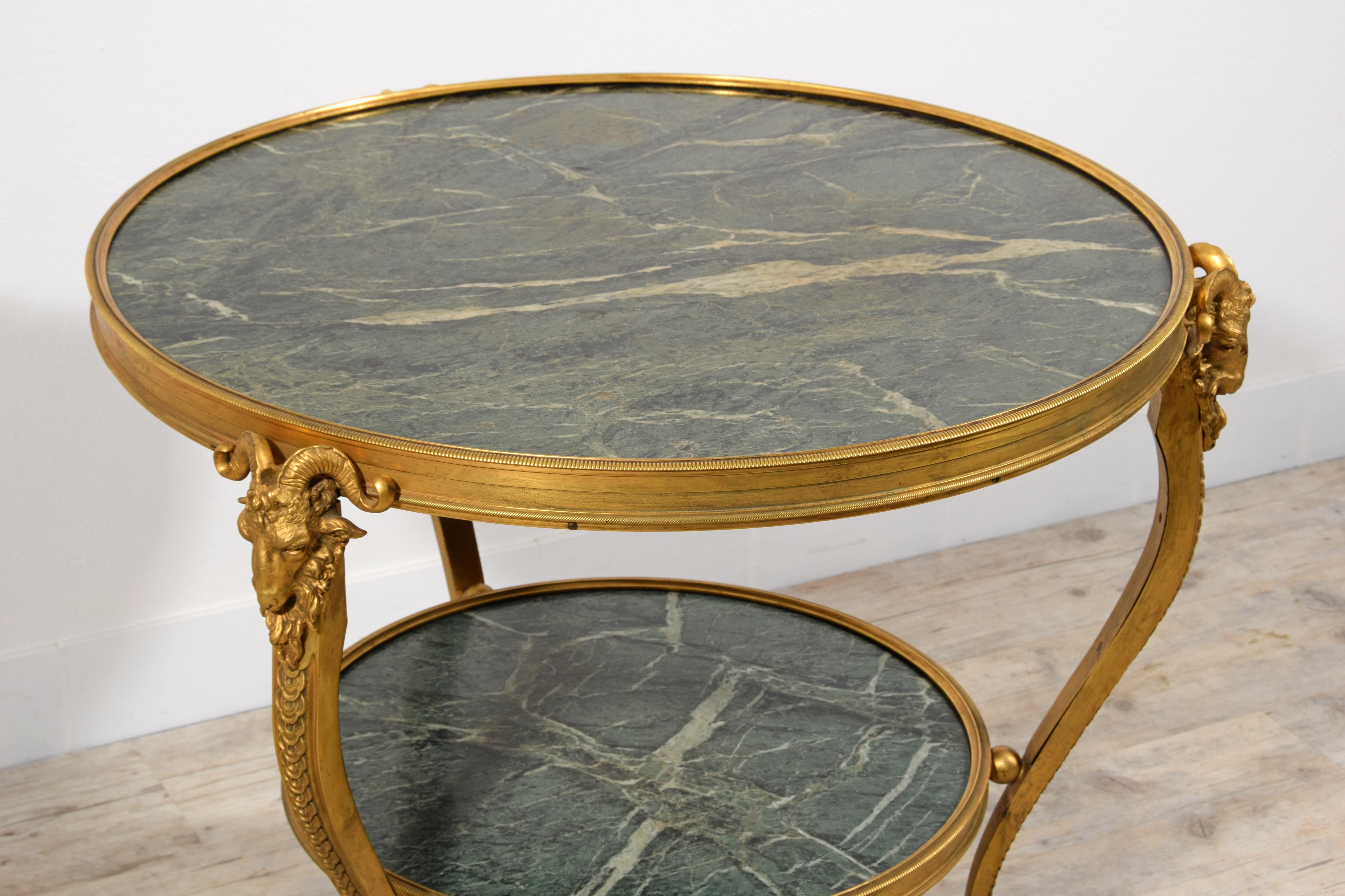 20th Century, French Gilt Bronze Coffee Table with Marble Tops 5