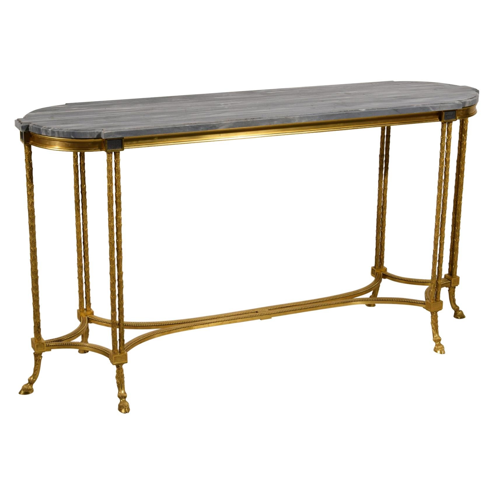 20e siècle, Table console en bronze doré de la Maison Baguès. 