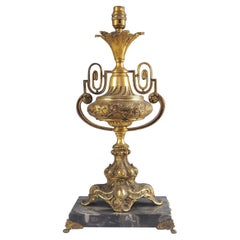 20th Century, French Gilt Bronze Empire Lamp on Black Marble Base 20th Century, French Gilt Bronze Empire Lamp on Black Marble Base