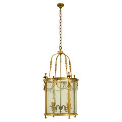 Antique 20th century, French Gilt Bronze Four Lights Lantern Chandelier